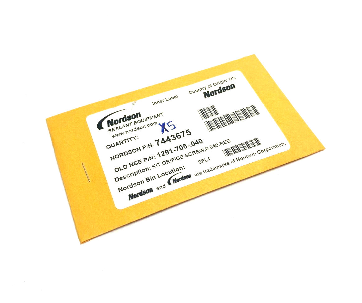 Nordson 7443675 Orifice Screw Kit, 0.040, Red PKG OF 5 - New - Maverick Industrial Sales
