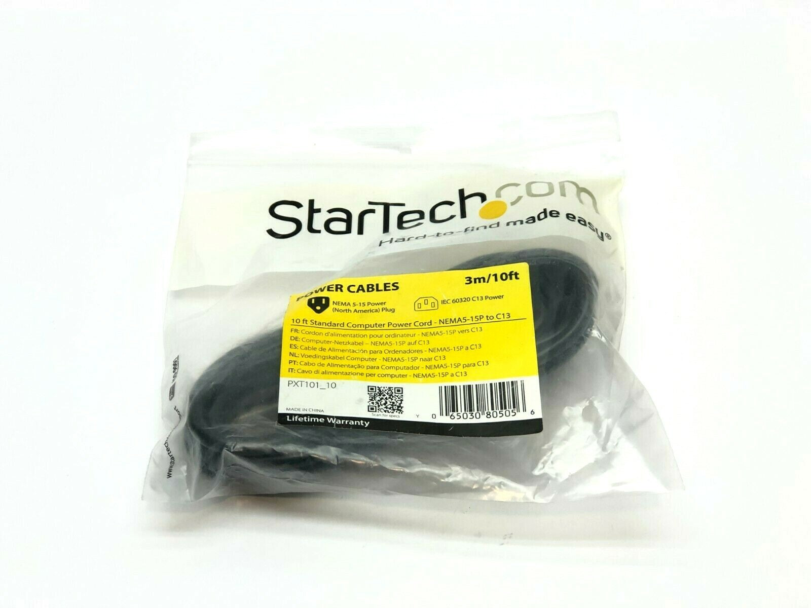 PXT101_10 | StarTech Standard Power Cord 10ft - Open box - Maverick Industrial Sales
