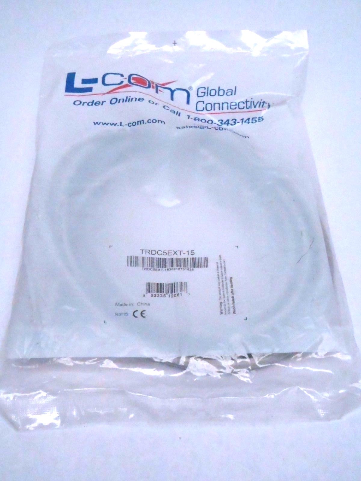 L-COM TRDC5EXT-15 Category 5E Network Extension Cable, 15.0Ft - New – Open box - Maverick Industrial Sales