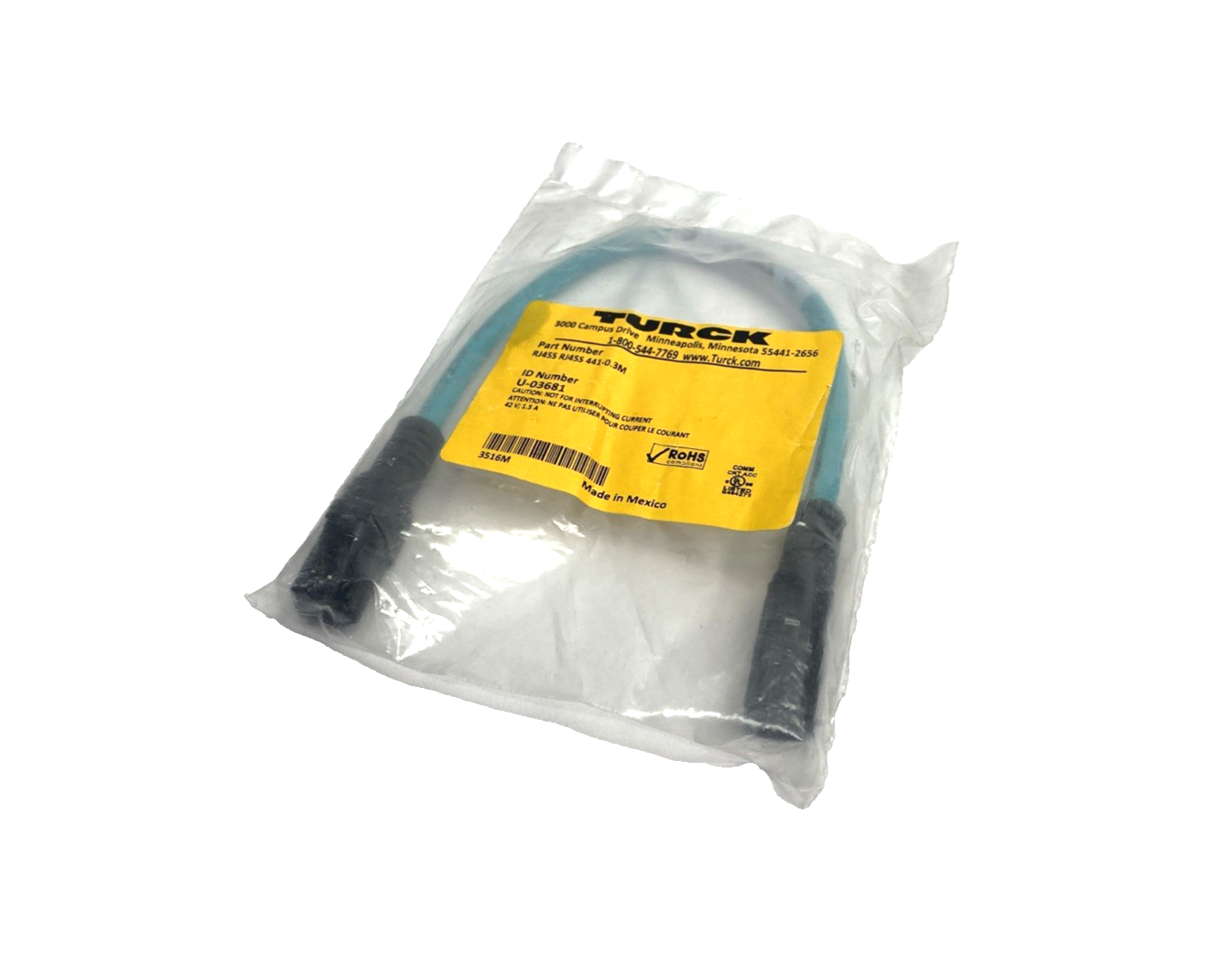 Turck RJ45S RJ45S 441-0.3M Industrial Ethernet Cable RJ45 0.3m U-03681 - Maverick Industrial Sales