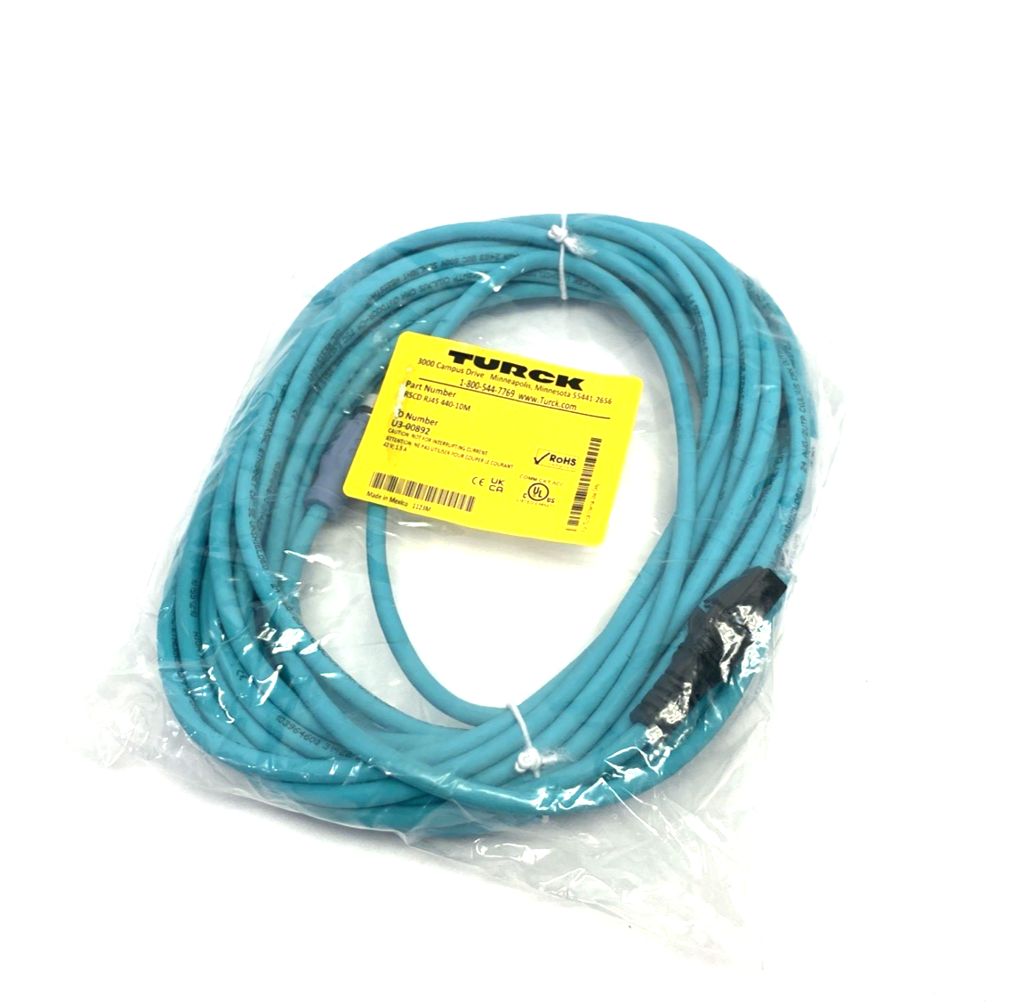 Turck RSCD RJ45 440-10M Double Ended Ethernet Cordset M12 to RJ45 U3-00892 - Maverick Industrial Sales