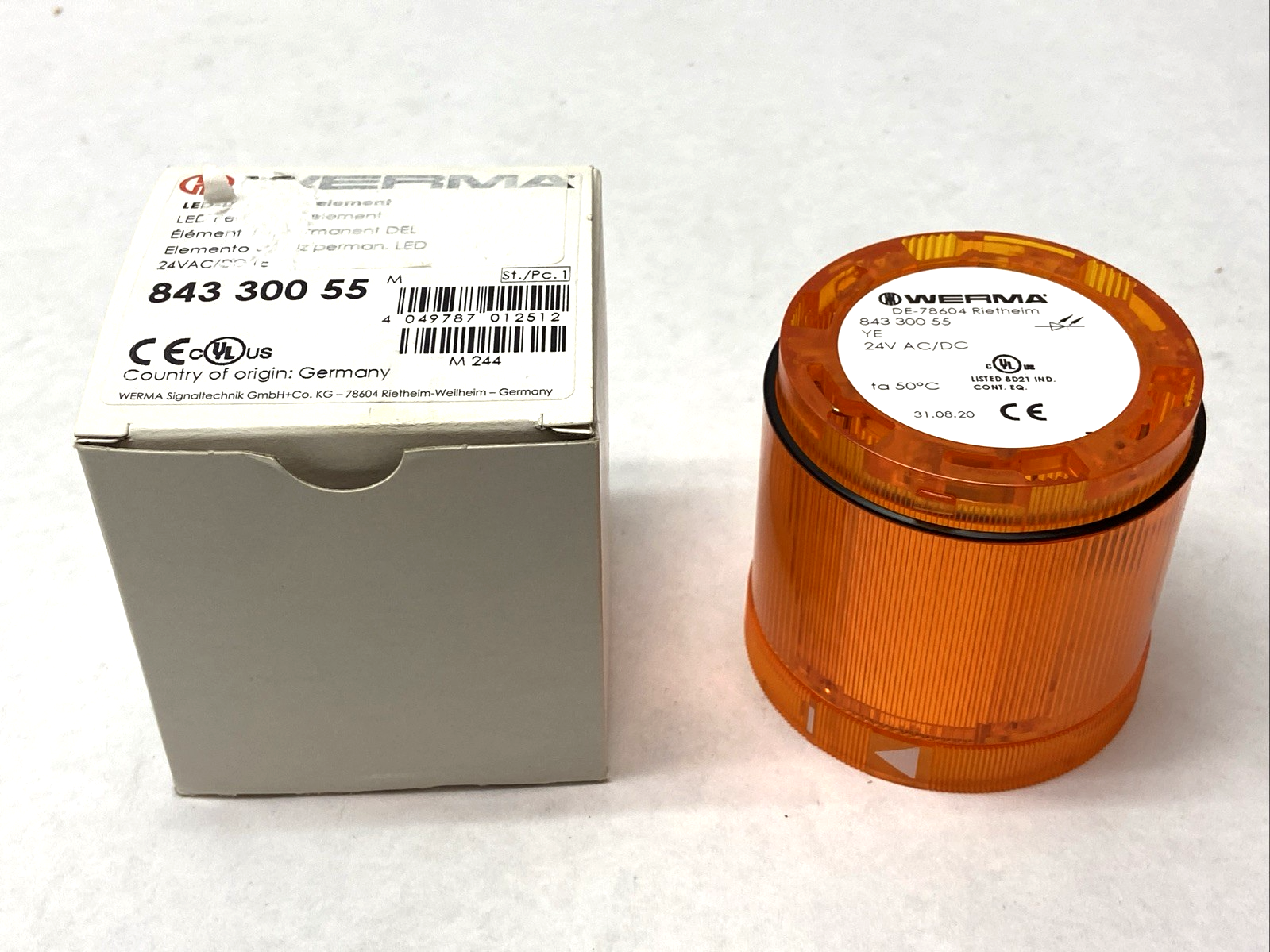 843-300-55 | Werma LED Permanent Light Element Yellow - New – Open box - Maverick Industrial Sales