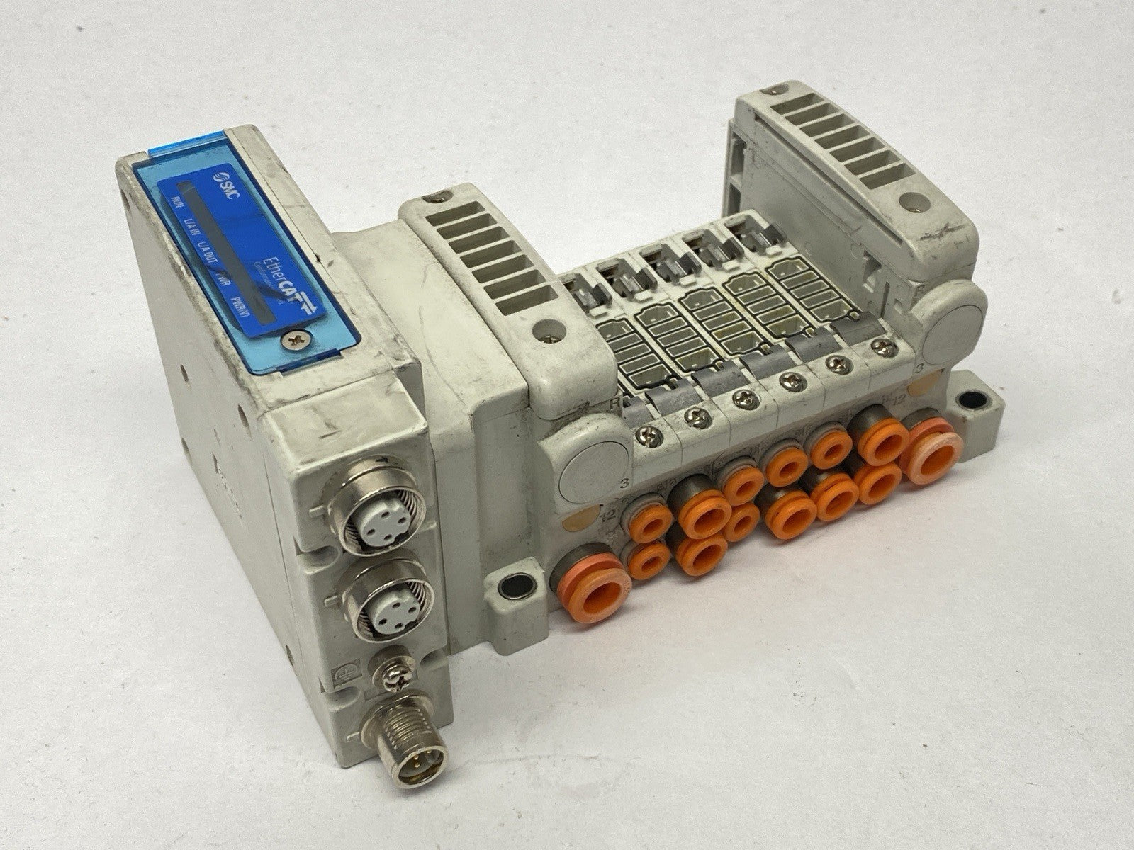 SMC VV5QC11-06C4SDA-S Pneumatic Manifold Base 6-Station EtherCAT - Used - Maverick Industrial Sales