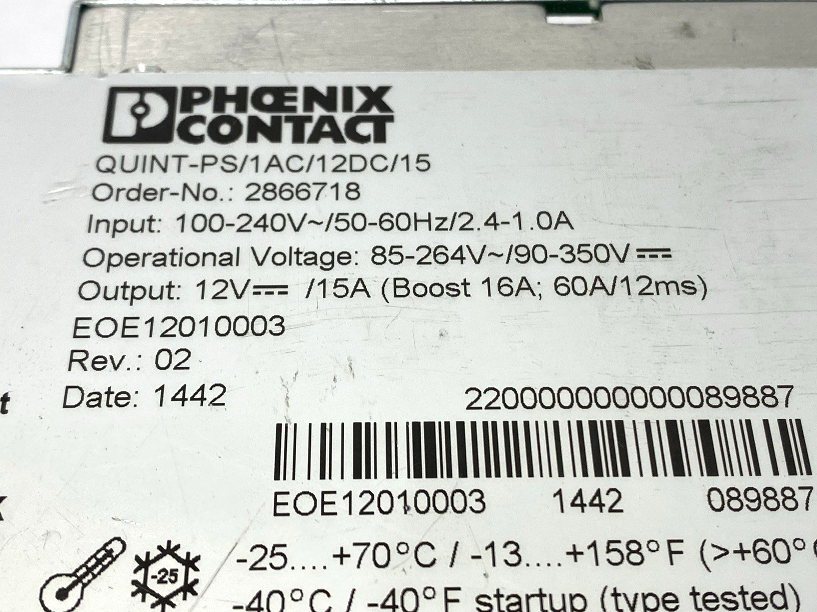 Phoenix Contact QUINT-PS/1AC/12DC/15 Power Supply 2866718 - Maverick Industrial Sales