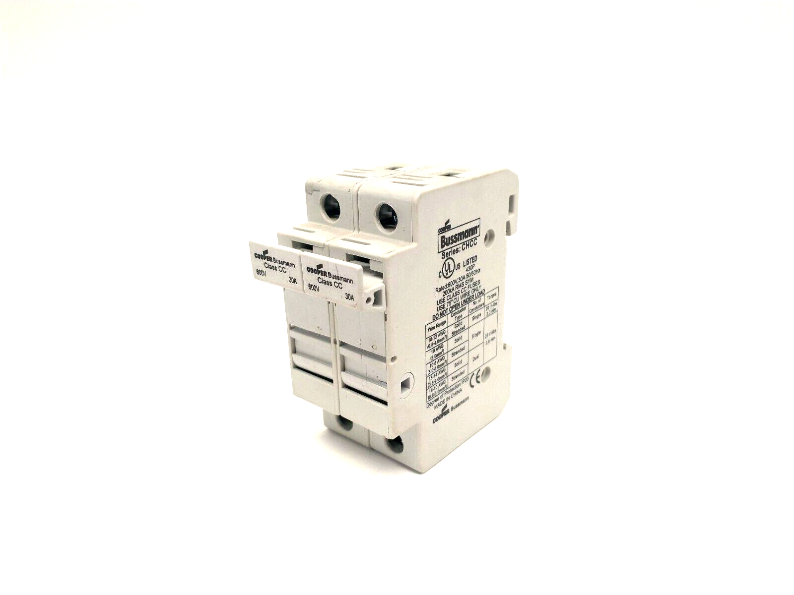CHCC2DU | Cooper Bussmann Finger-Safe Fuse Holder 2P 600V 30A - Used - Maverick Industrial Sales