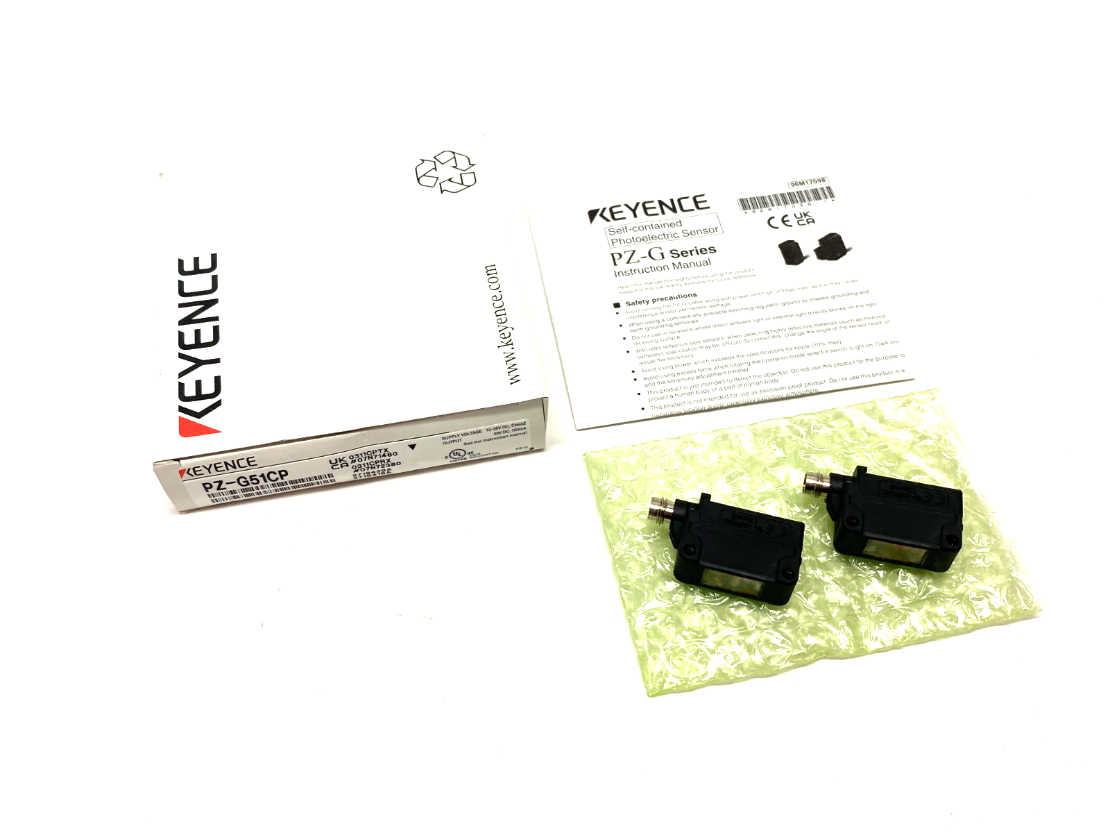 Keyence PZ-G51CP Square Transmissive Thrubeam Sensor Set M8 Connector Type - Maverick Industrial Sales