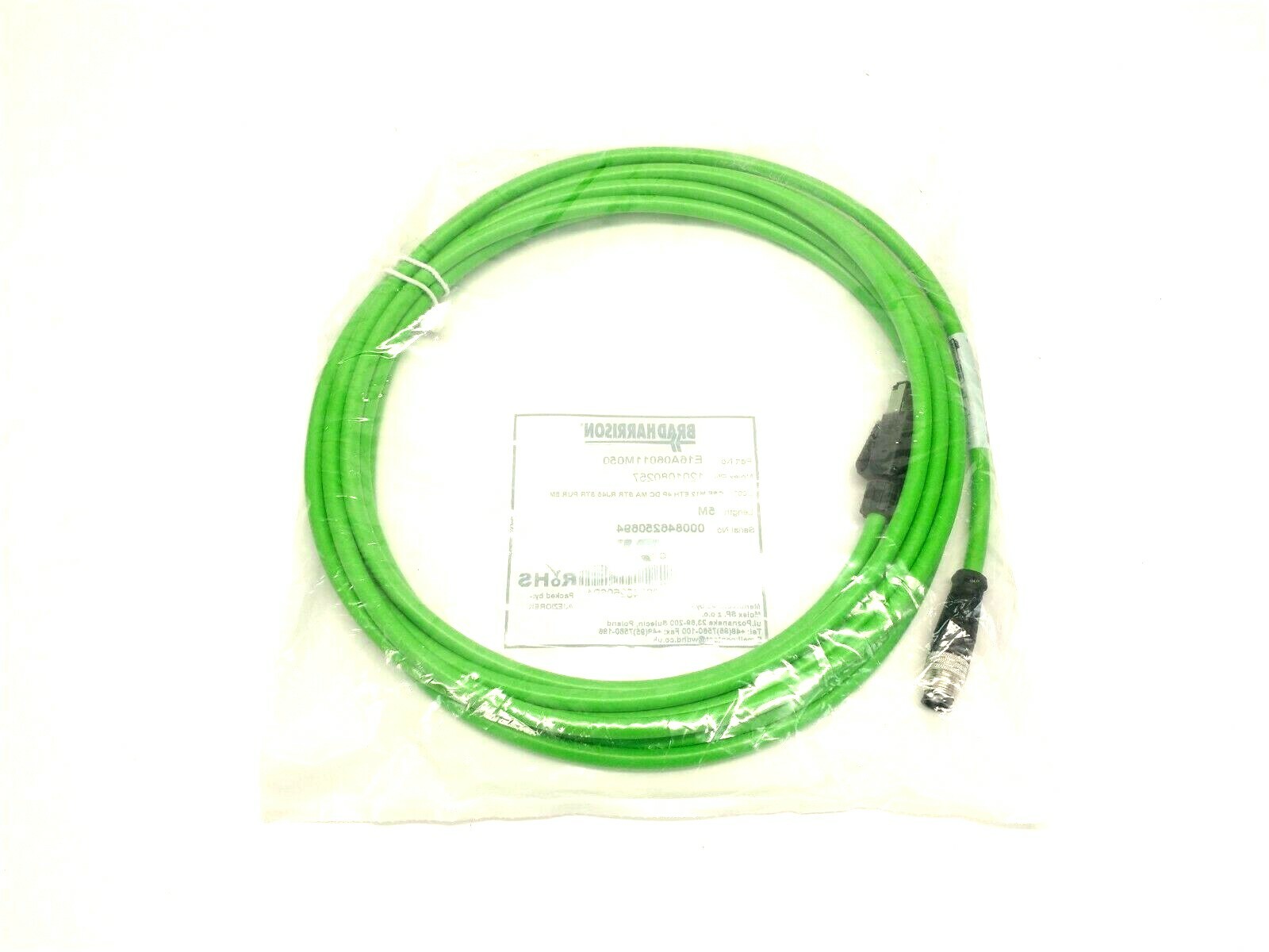 E16A06011M050 | Woodhead Brad Harrison M12 To RJ-45 Crimp Lock Cable Assembly 5m - New - Maverick Industrial Sales