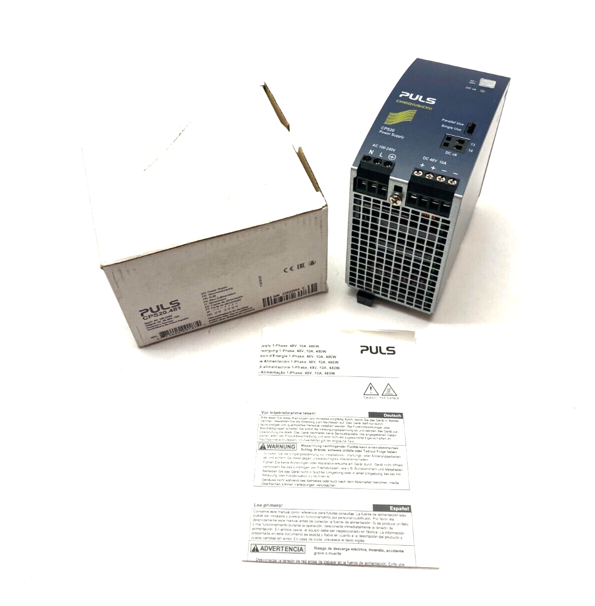 Puls CPS20.481 Power Supply, 1-Phase, 120-240VAC, 48VDC 10A 480W - New – Open box - Maverick Industrial Sales