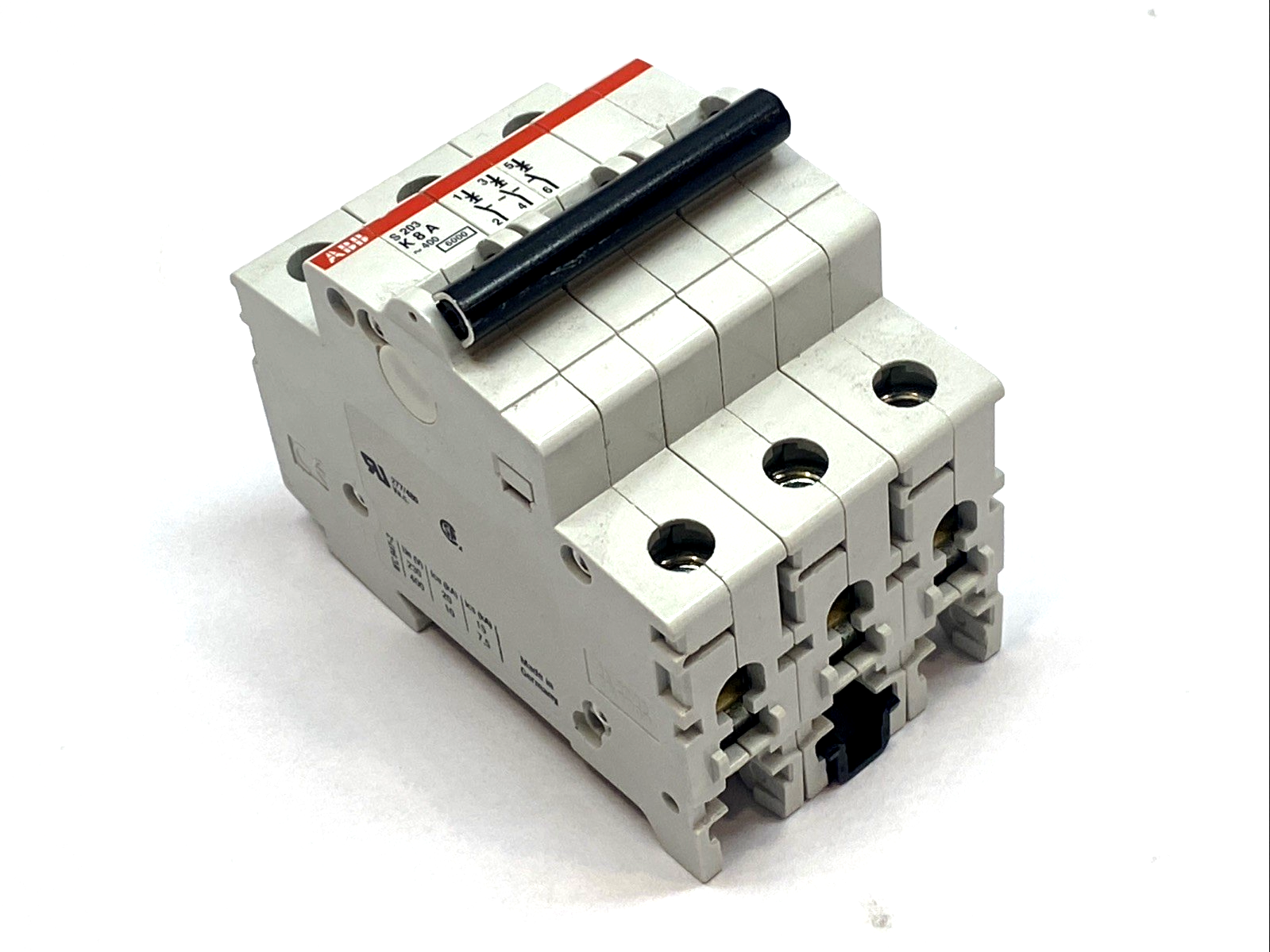 2CDS253001R0407 | ABB S203-K8 MCB 3-Pole 8A Curve K - Used - Maverick Industrial Sales