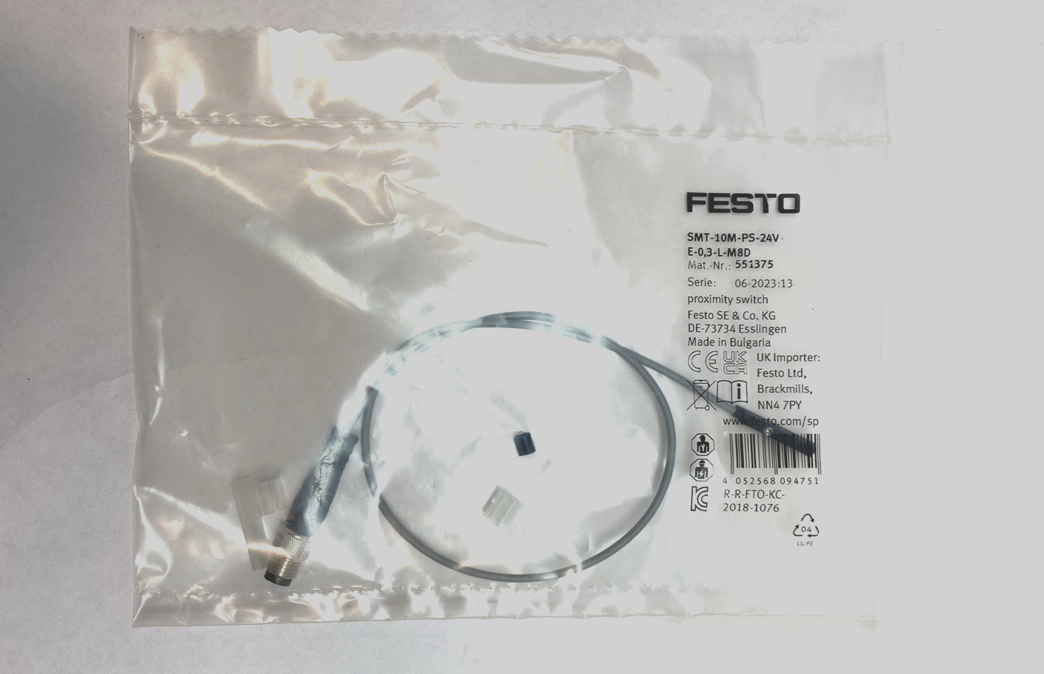 Festo SMT-10M-PS-24V-E-0.3-L-M8D Proximity Switch 551375 - Maverick Industrial Sales
