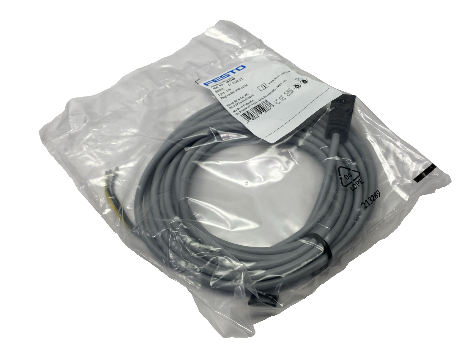 Festo KMEB-1-24-5-LED Plug Socket w/ Cable 5m 151689 - Maverick Industrial Sales