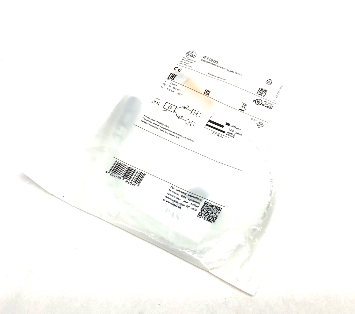 ifm IFR206 Inductive Full-Metal Sensor PNP/NPN IFB2004BARKG/AM/SC/0,3M/US/2LE - Maverick Industrial Sales