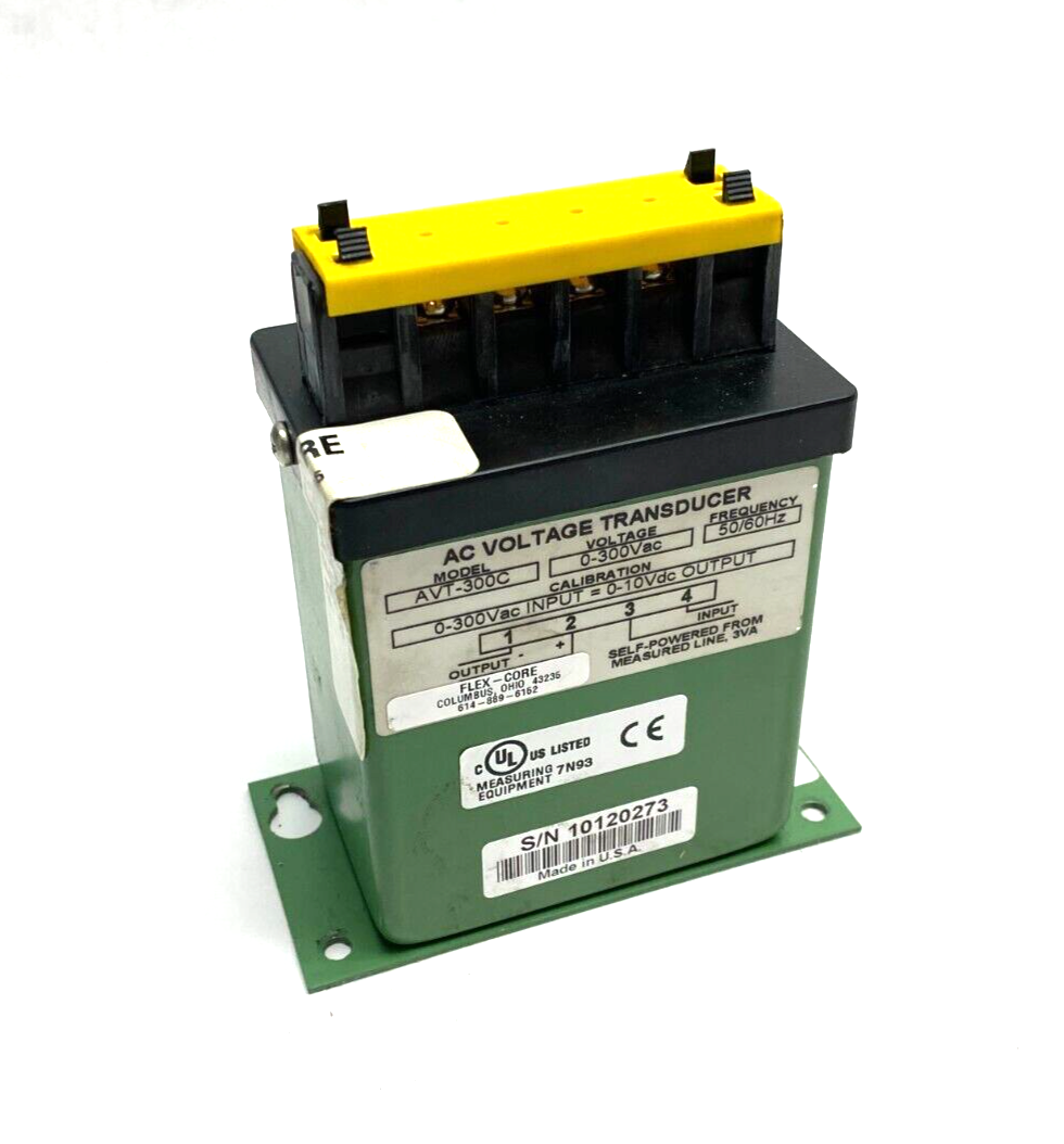 Flex-Core AVT-300C AC Voltage Transducer 0-300VAC Input 0-10VDC Output - Used - Maverick Industrial Sales