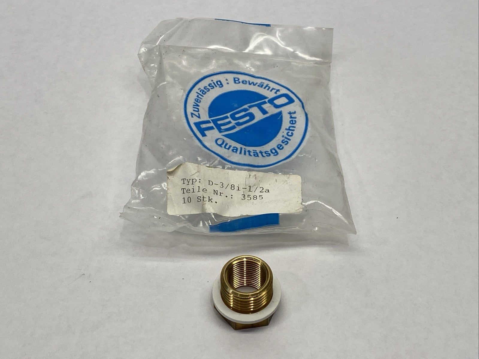 Festo D-3/8i-1/2A Brass Reducing Nipple 3/8" x 1/2" MNPT - Maverick Industrial Sales