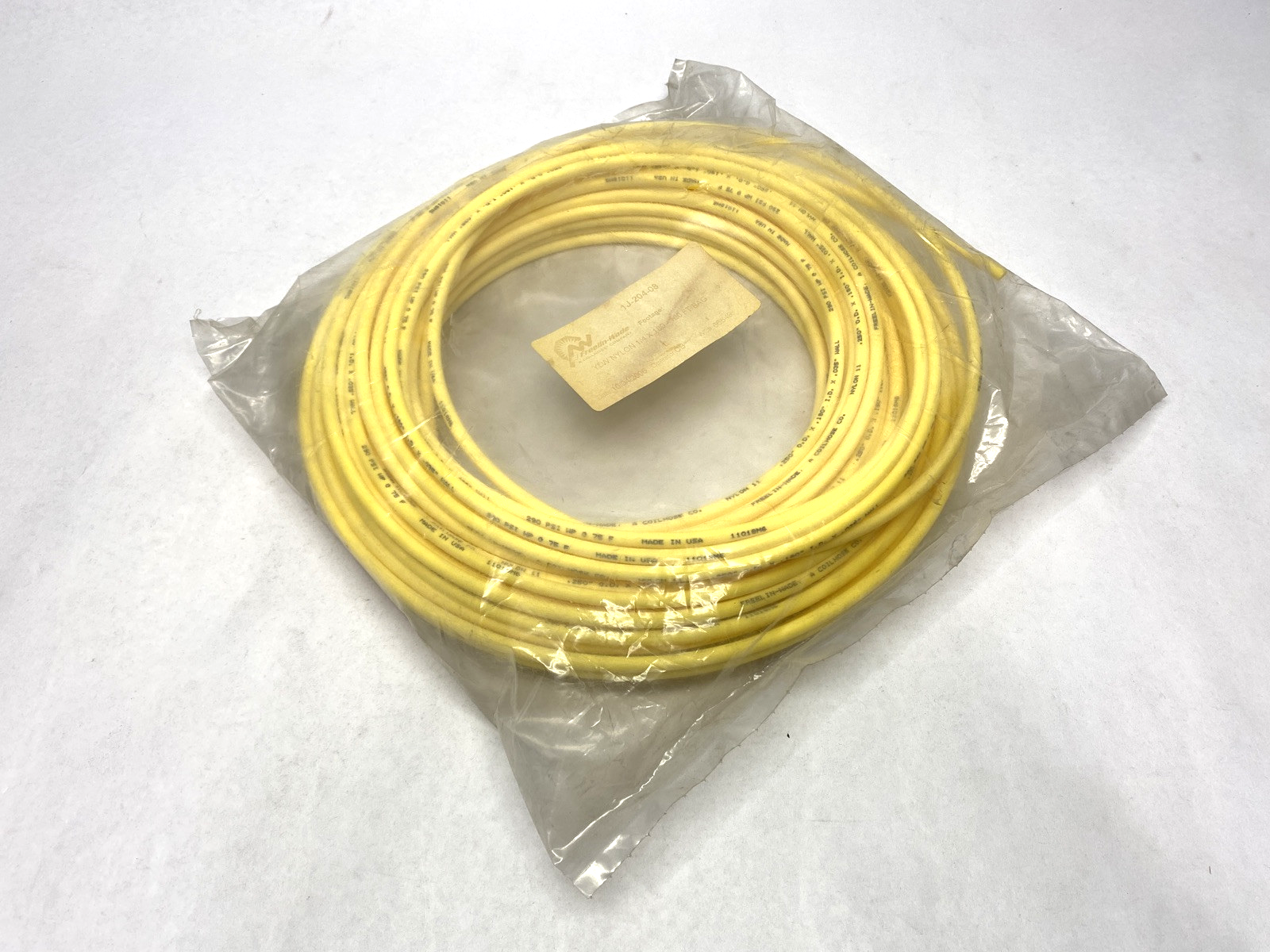 1J-204-08 | Freelin Wade Yellow Nylon Tubing .25" x .180" ID x 100' Length 2006y - New - Maverick Industrial Sales