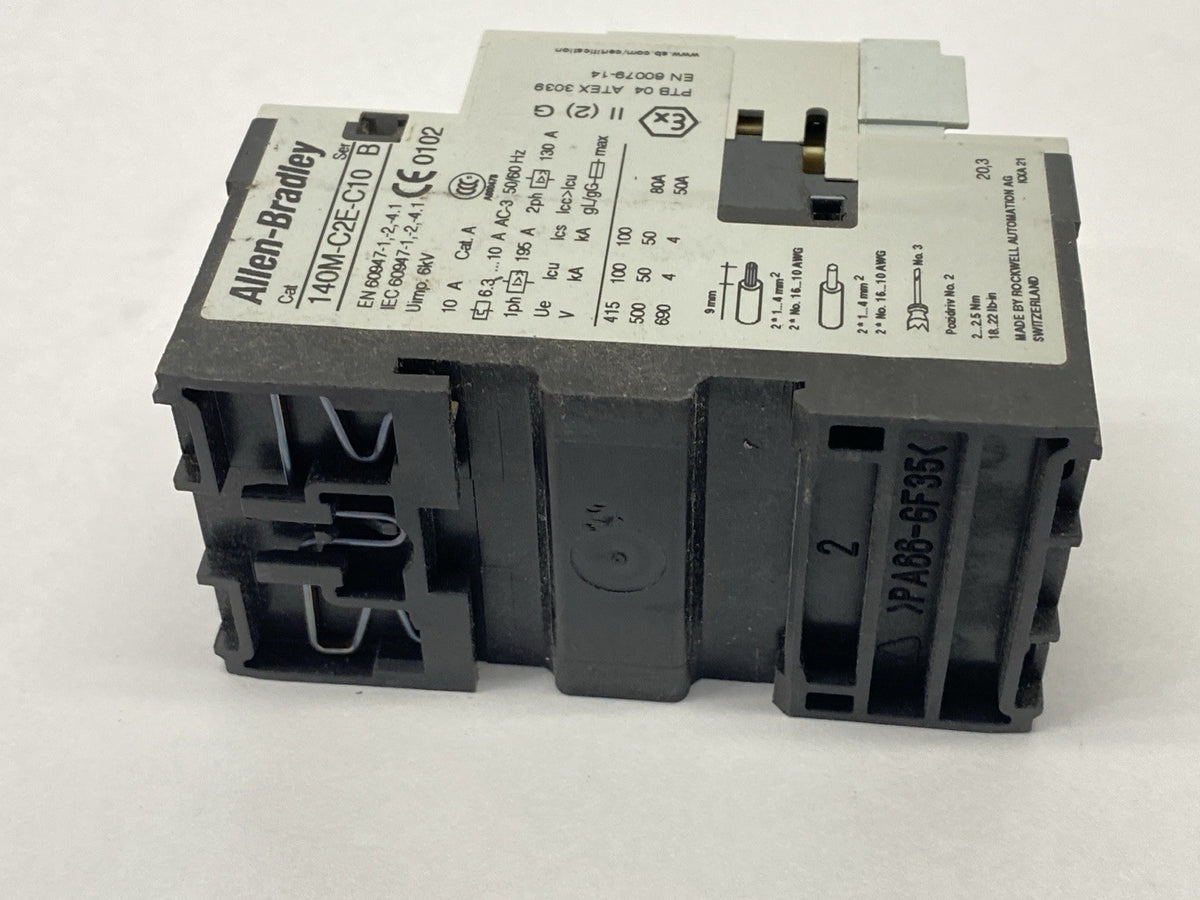 140M-C2E-C10 | Allen Bradley Ser B Motor Starter 6.3-10A w/ 140M-C-AFA10 Contact - Used - Maverick Industrial Sales