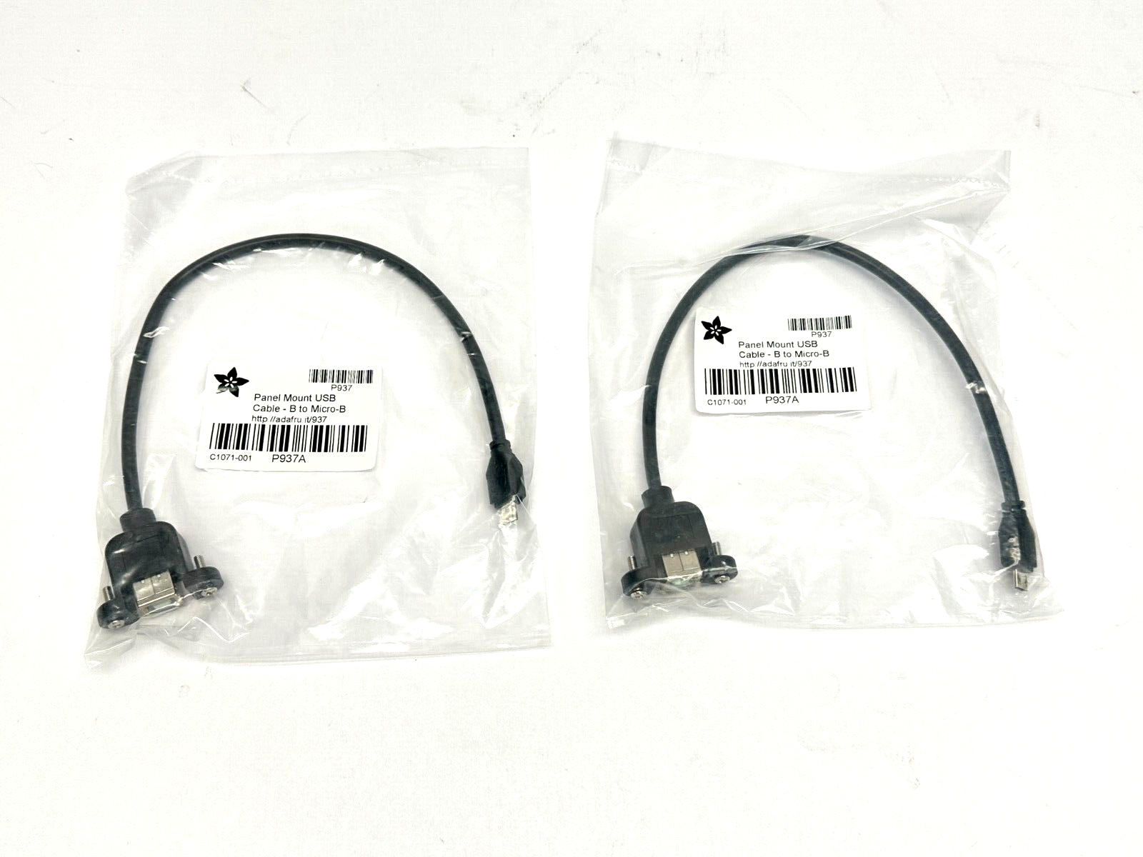 937 | Adafruit Panel Mount USB Cable B to Micro-B LOT OF 2 - New - Maverick Industrial Sales