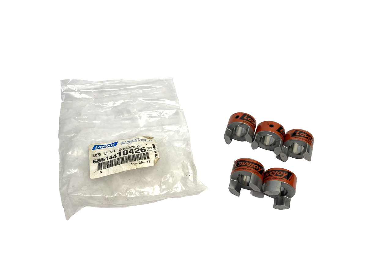 685144104267 | LoveJoy L070 HUB 3/4 3/16X3/32KW Jaw Coupling Hub 3/4" Bore 68514410426 5-PK - New – Open box - Maverick Industrial Sales