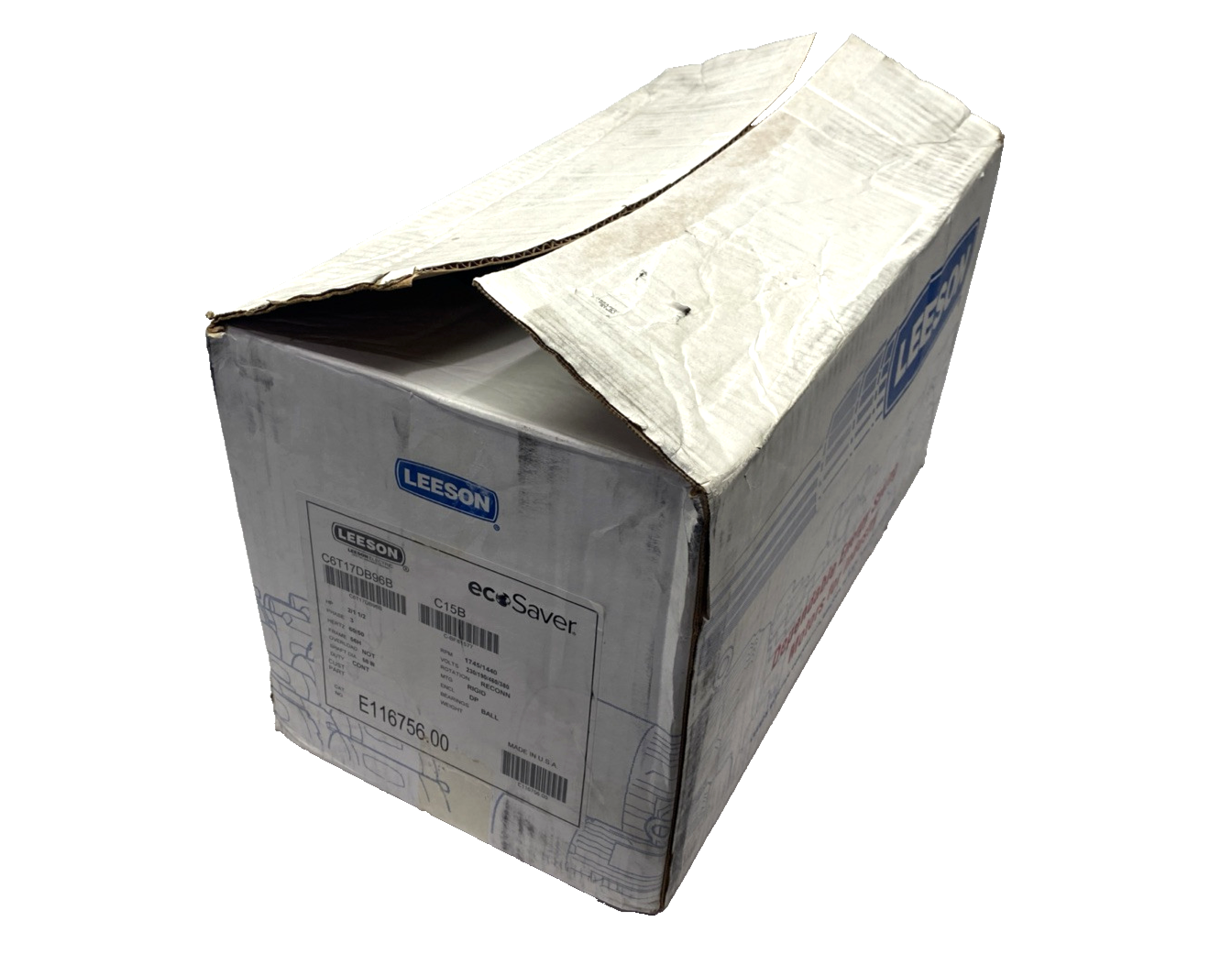 Leeson E116756.00 Motor 2HP 3PH 56H Frame, 230/460V 1745RPM C15B C6T17DB96B - Maverick Industrial Sales