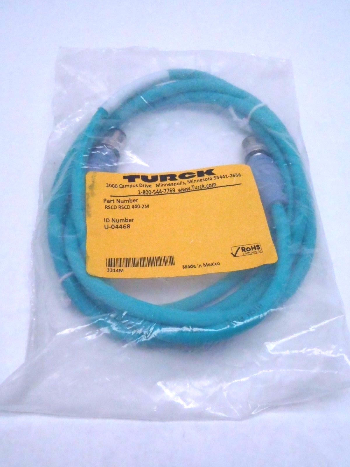 Turck RSCD RSCD 440-2M Industrial Ethernet Cordset U-04468 - New – Open box - Maverick Industrial Sales