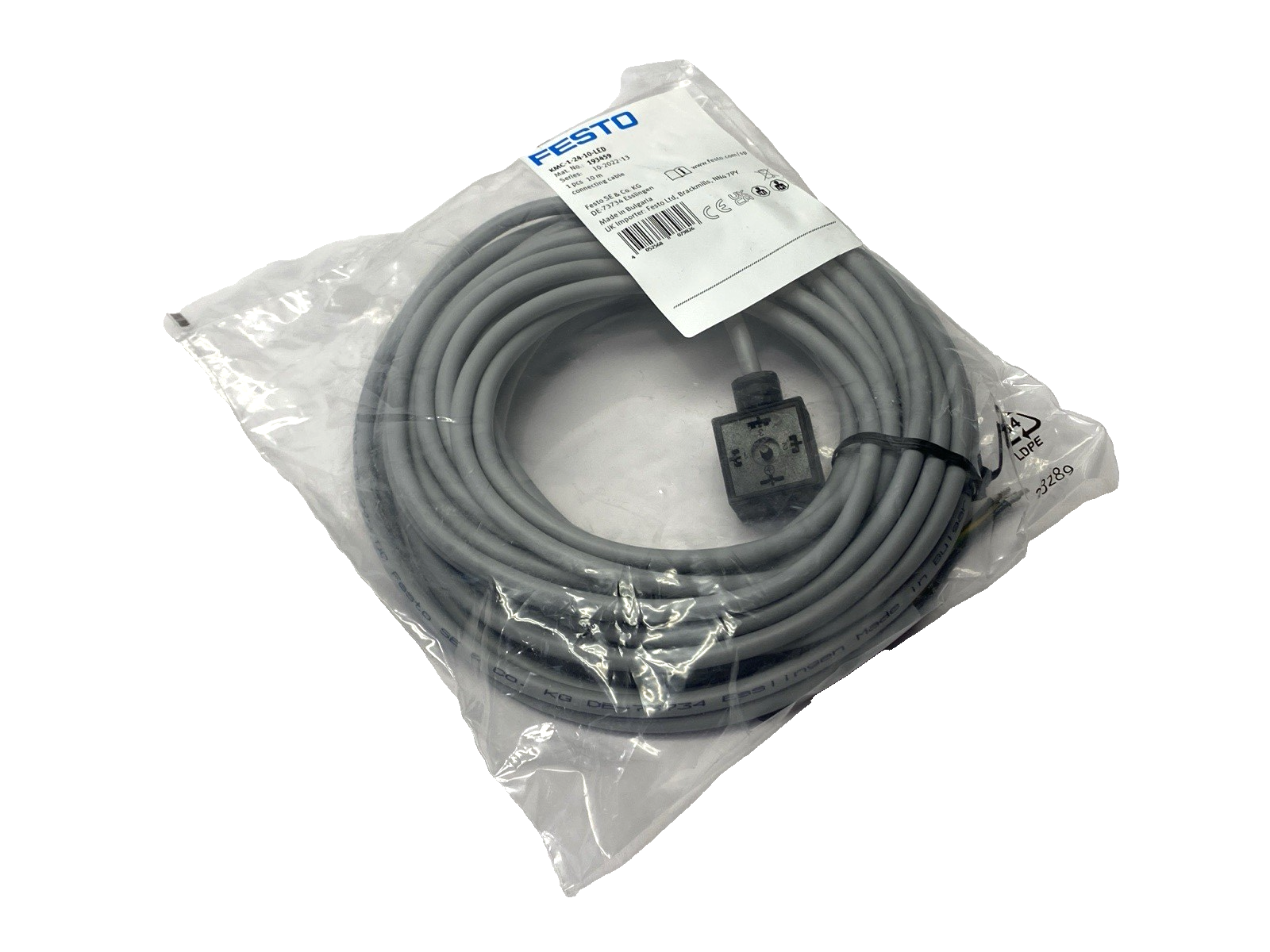 Festo KMC-1-24-10-LED Connecting Cable 10m 193459 - Maverick Industrial Sales
