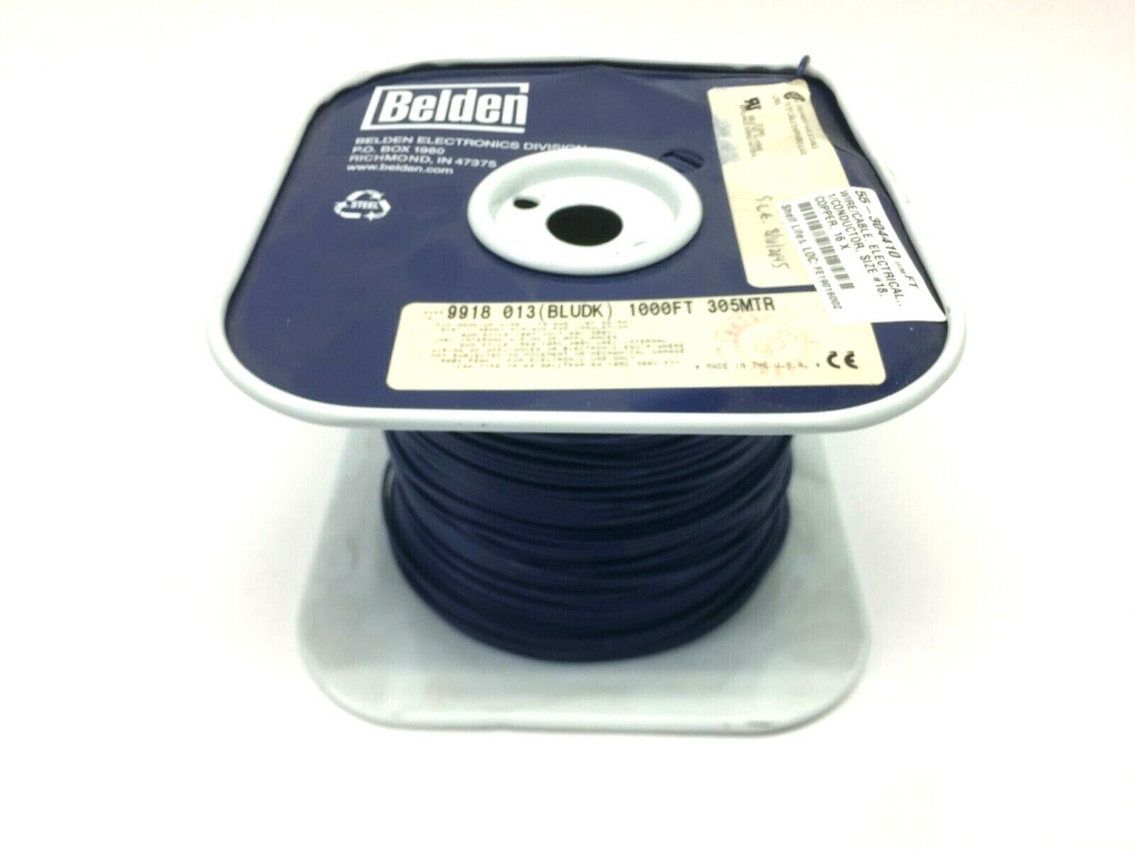 Belden 99180131000 Hook-up Wire 18AWG 1C PVC 675ft Spool DK Blue - New – Open box - Maverick Industrial Sales
