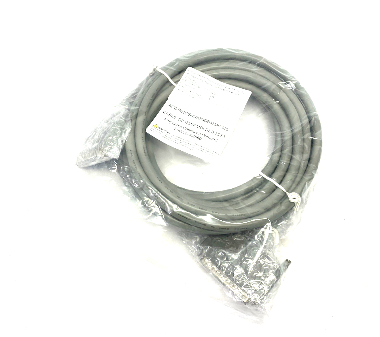 Amphenol CS-DSDMDB37MF-025 D-Sub Cable Assembly DB37, Gray, 25' Length - Maverick Industrial Sales