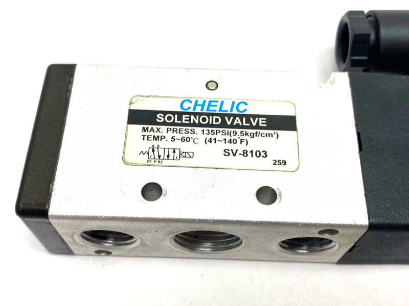 Chelic SV-8103 Single Solenoid Valve 5-Port 2-Position Max 135psi 41~140°F - Maverick Industrial Sales