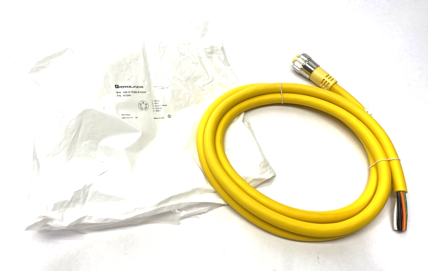 Pepperl+Fuchs V95-G-YE2M-STOOW Cordset 7/8" Female 5-Pin 2m 912591 - Maverick Industrial Sales