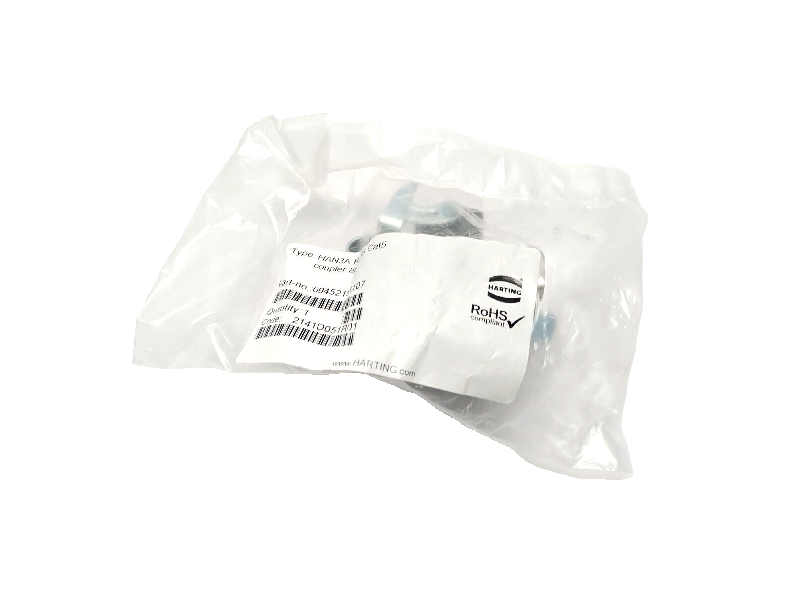 Harting 09452151107 Han3A RJ45 Cat5 Coupler 8p Double Coupling - New - Maverick Industrial Sales