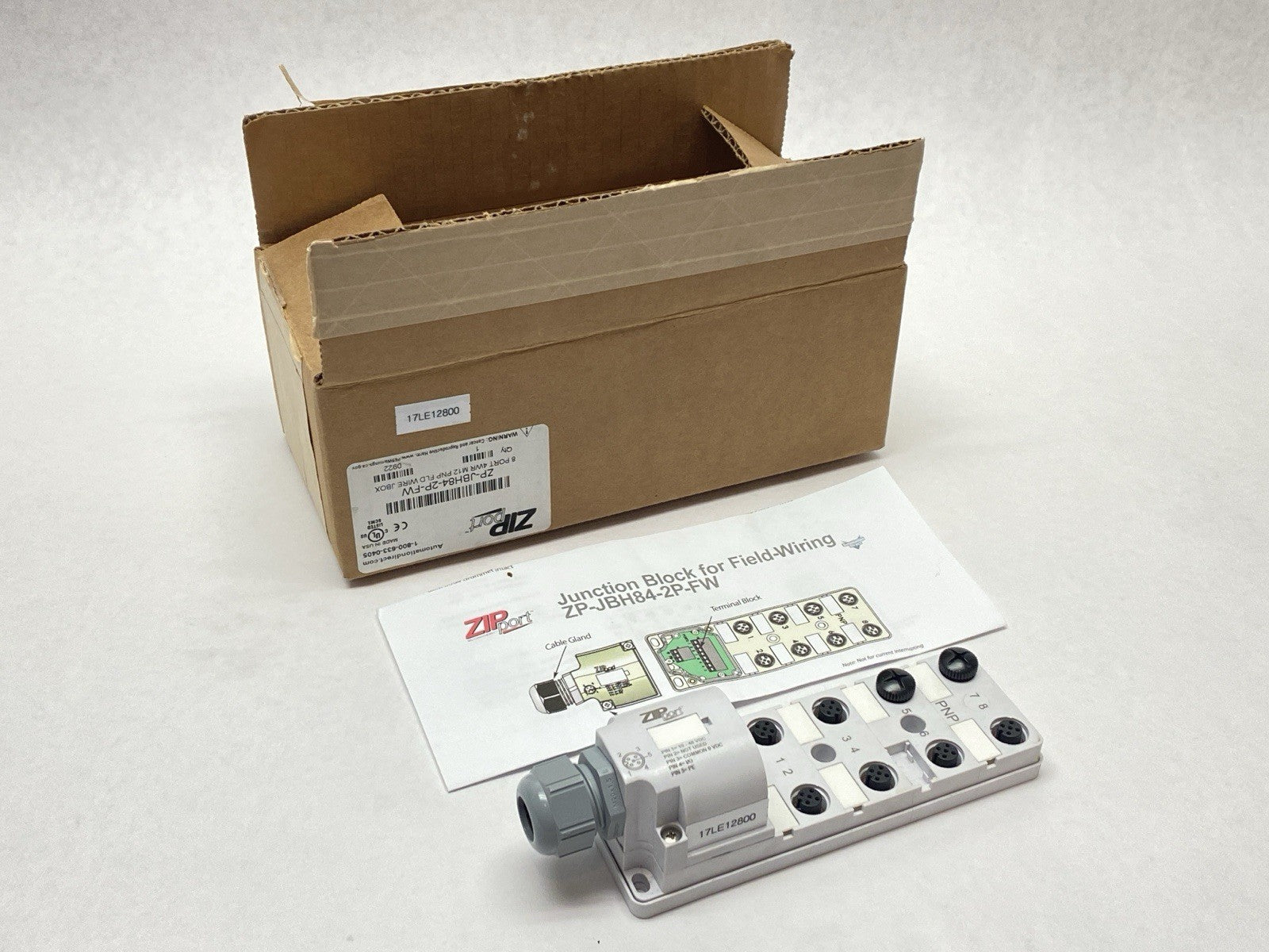ZP-JBH84-2P-FW | Automation Direct ZIPport Junction Block 8-Port M12 5-Pin 3A 48V - New – Open box - Maverick Industrial Sales