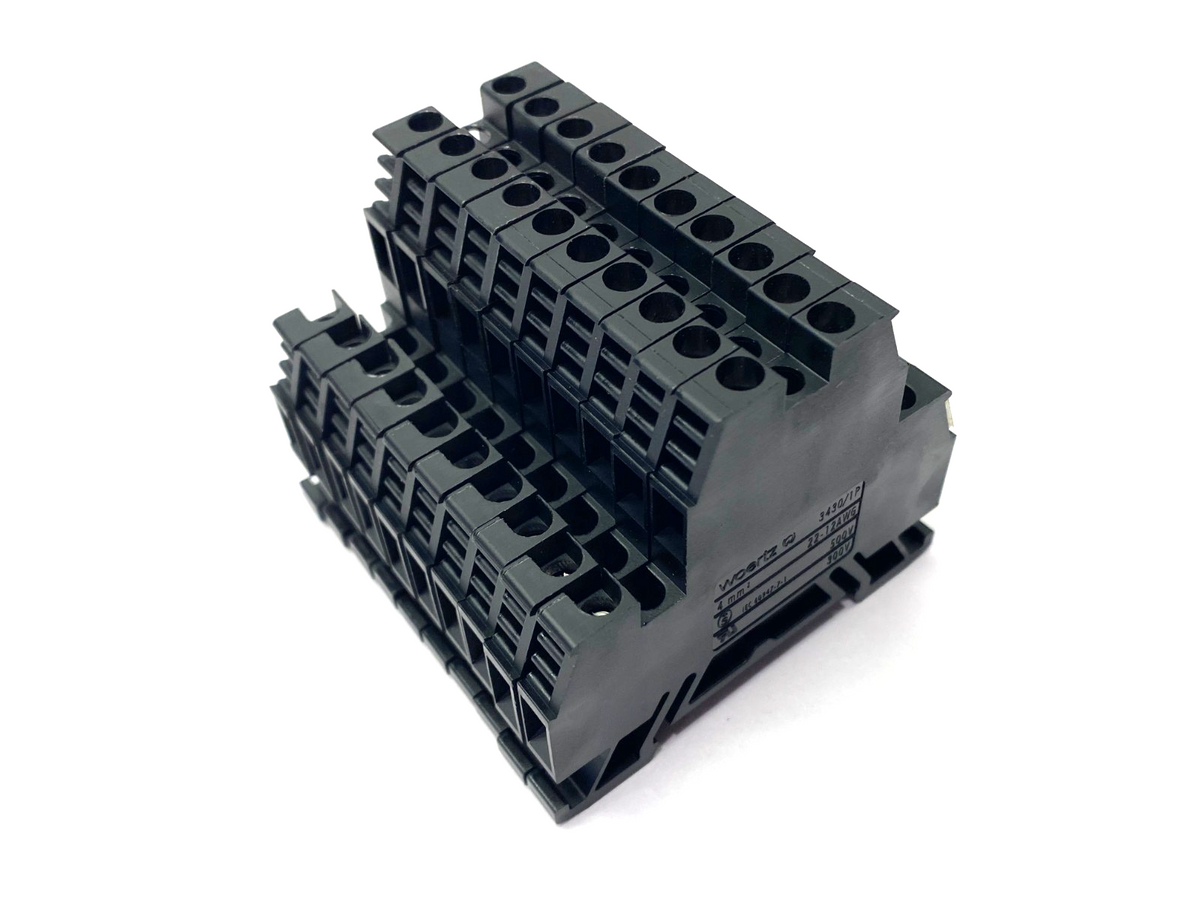 3430/1P | Woertz Black Double Level Terminal Block 300/500V 18-12AWG LOT OF 10 - Used - Maverick Industrial Sales