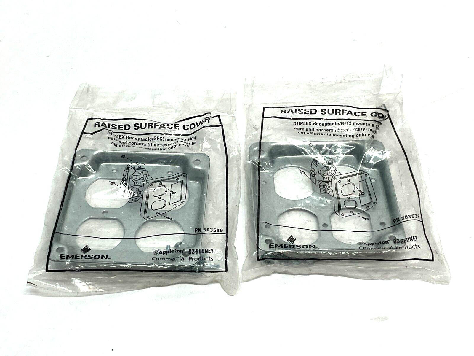 Emerson Electric 503536 Raised Surface Receptacle Cover LOT OF 2 - Maverick Industrial Sales