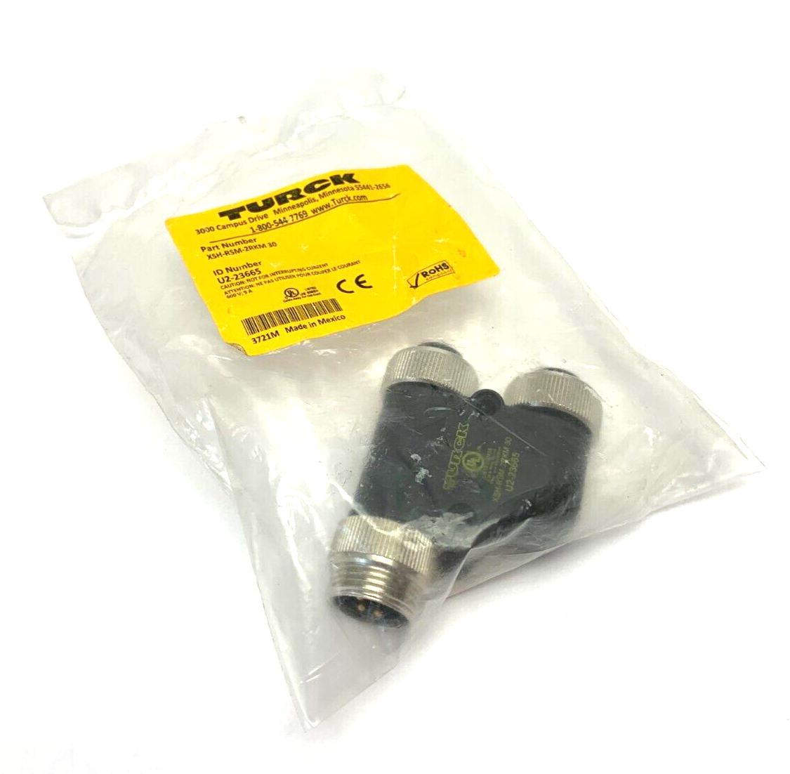 XSH-RSM-2RKM | Turck 30 Splitter 3-Pin 7/8" Connector Male-2x Female U2-23665 - New - Maverick Industrial Sales