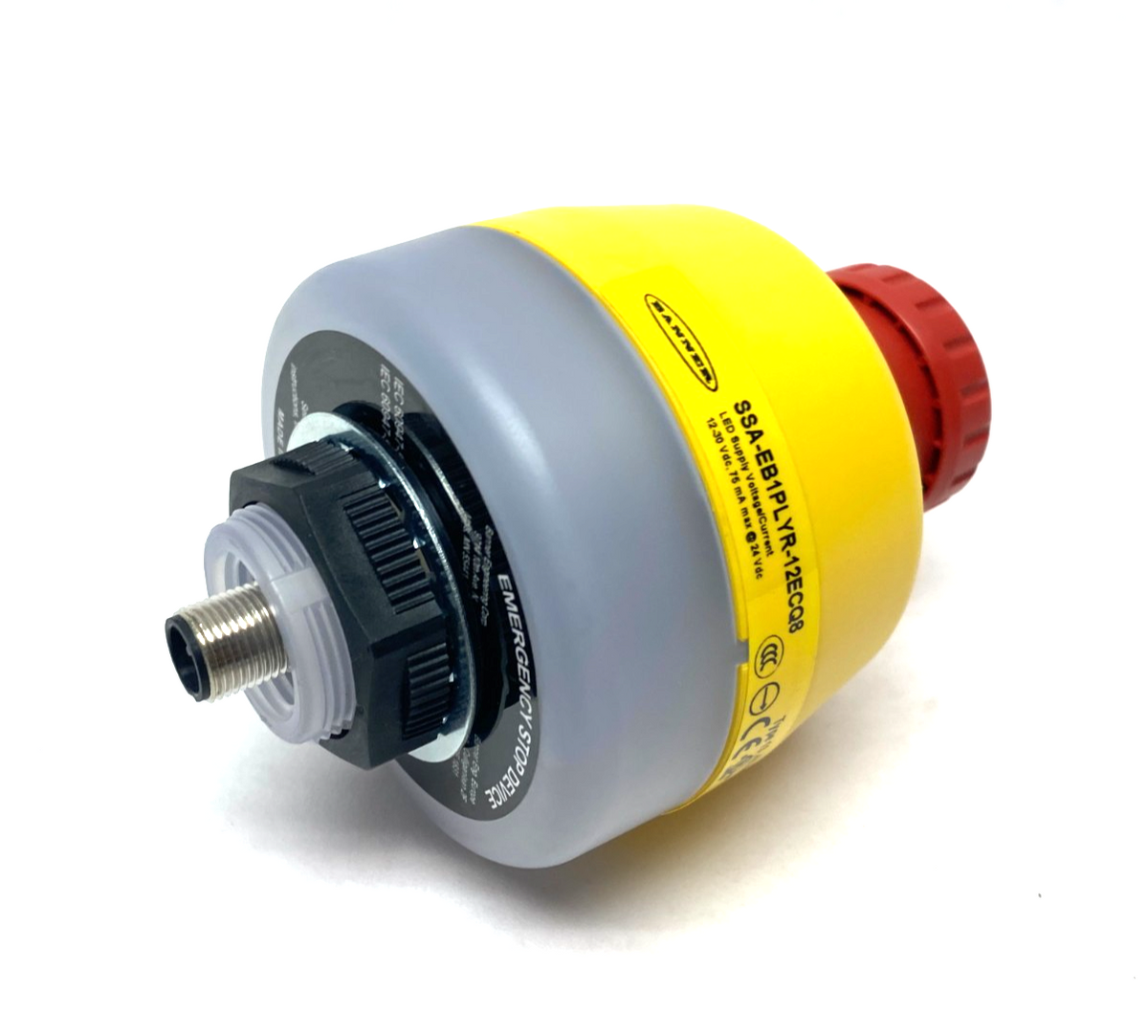 SSA-EB1PLYR-12ECQ8 | Banner Illuminated Emergency Stop Pushbutton 30mm Mount 25304- Used - Maverick Industrial Sales