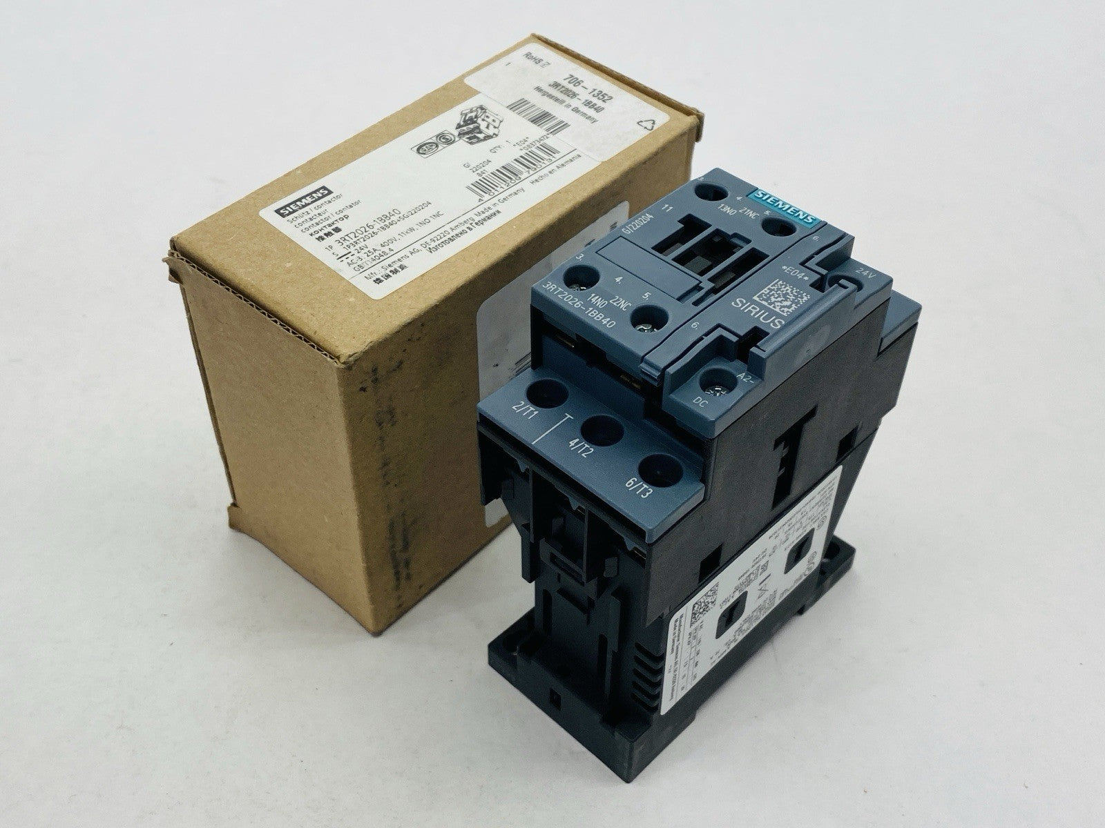 Siemens 3RT2026-1BB40 Power Contactor 3-Pole 25A 11kW 400V 24VDC - Maverick Industrial Sales
