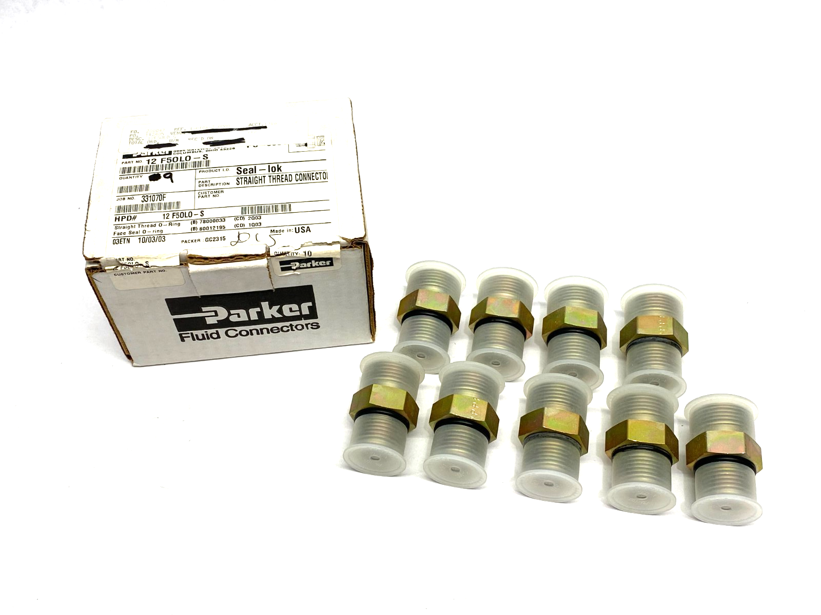 Parker 12 F5OLO-S Seal-Lok Straight Threaded Connector BOX OF 9 - New – Open box - Maverick Industrial Sales