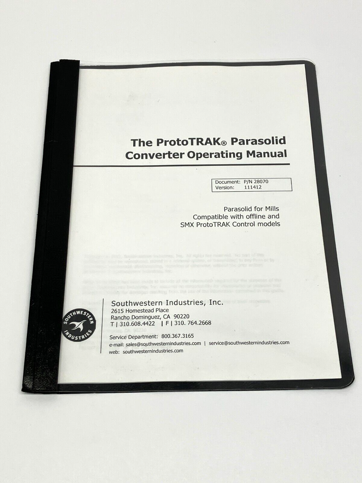 28070 | Southwestern Industries ProtoTRAK Parasolid Converter Operating Manual - Like New - Maverick Industrial Sales