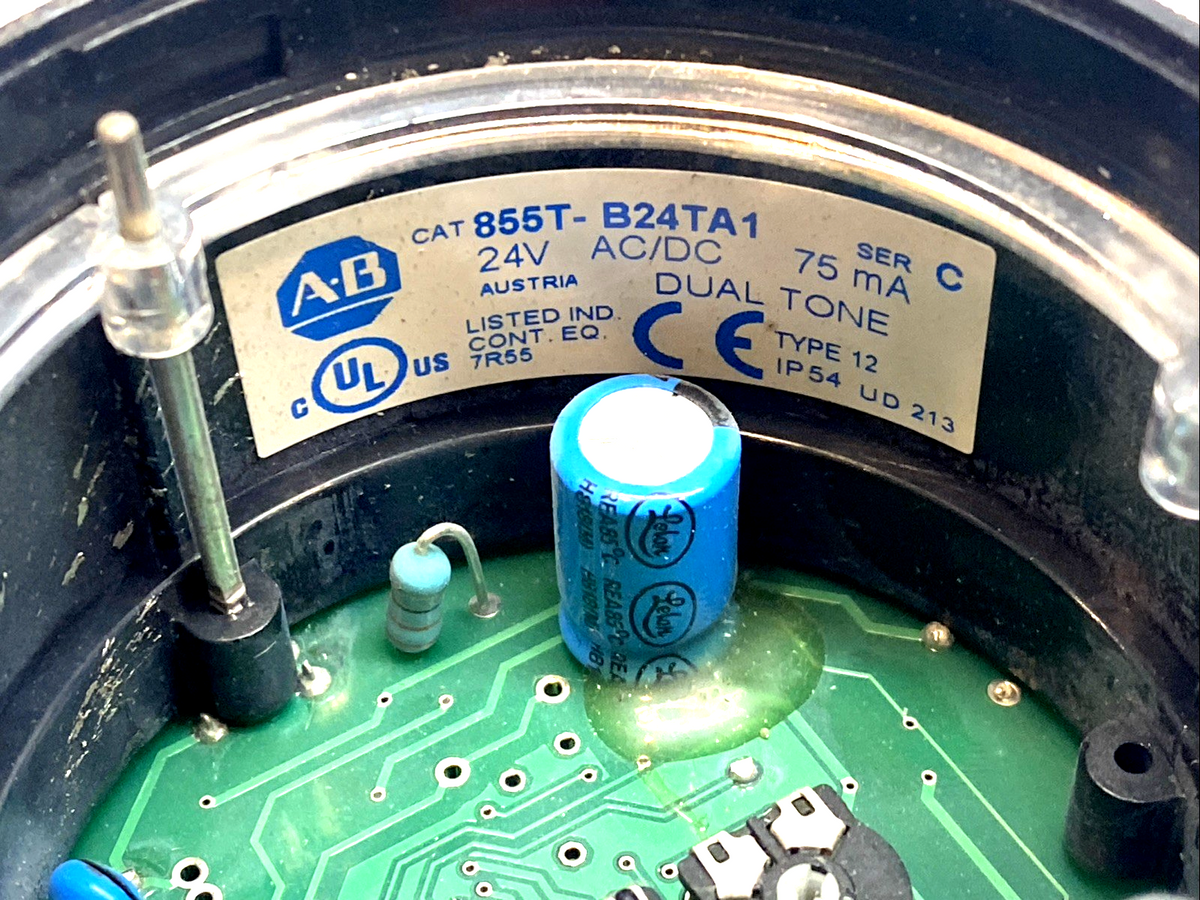 855T-B24TA1 | Allen Bradley Dual Tone Sound Module 24VAC/DC 70mm Stack Light SER C - For parts or not working - Maverick Industrial Sales