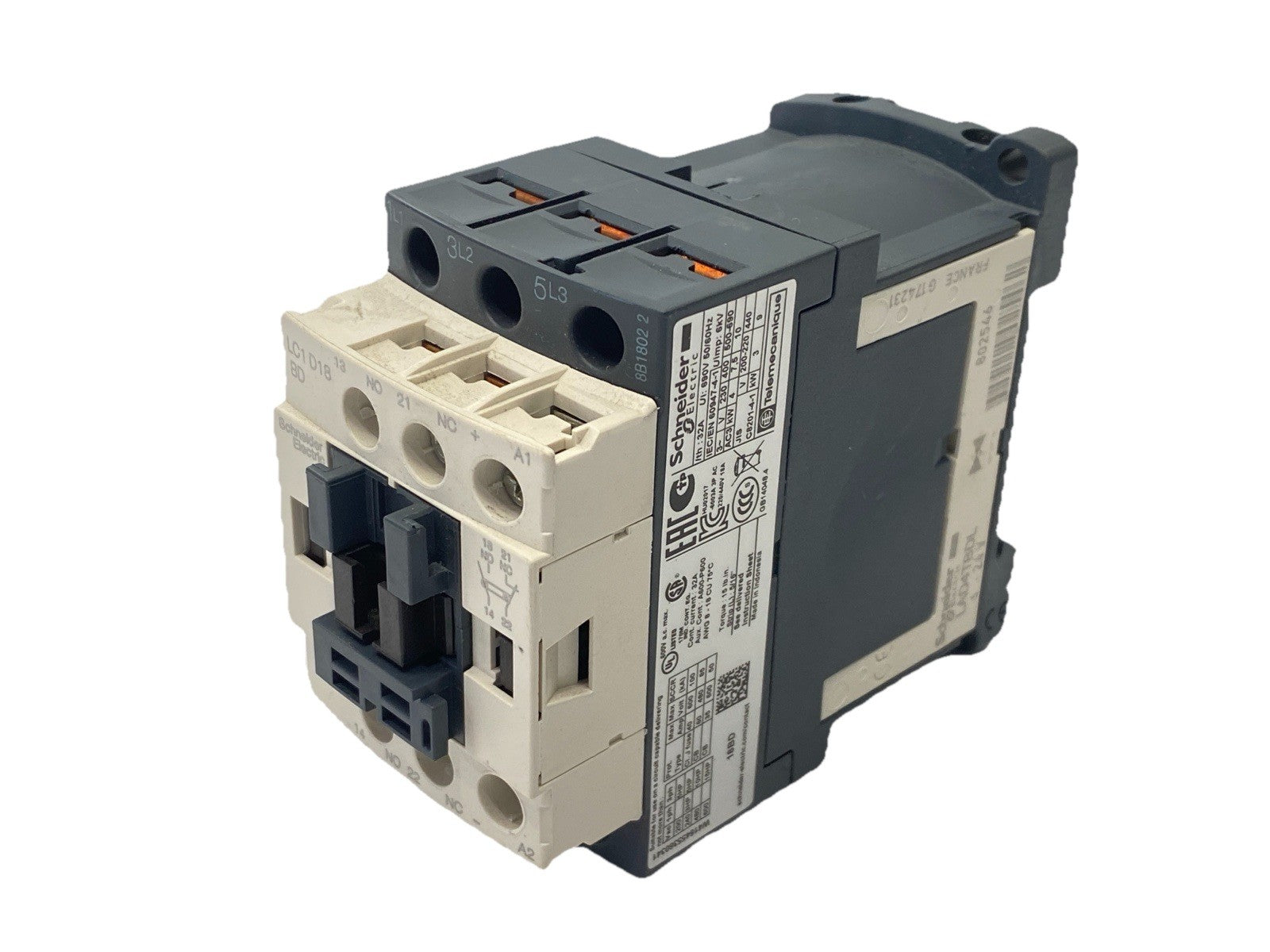 Schneider Electric LC1D18BD IEC Contactor 3P 18A 480VAC 24VDC Coil - Maverick Industrial Sales