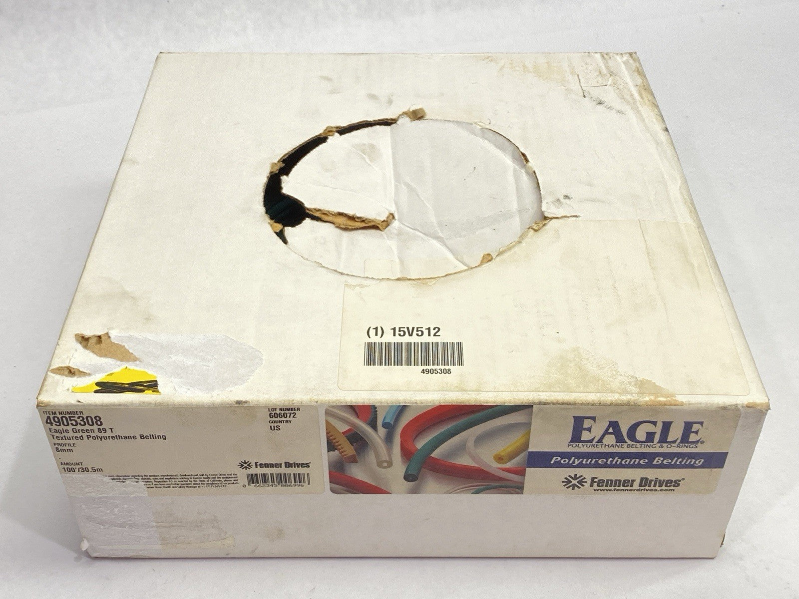 Fenner Drives 15V512 Eagle Green 89T Textured Polyurethane Round Belting 100ft - Maverick Industrial Sales