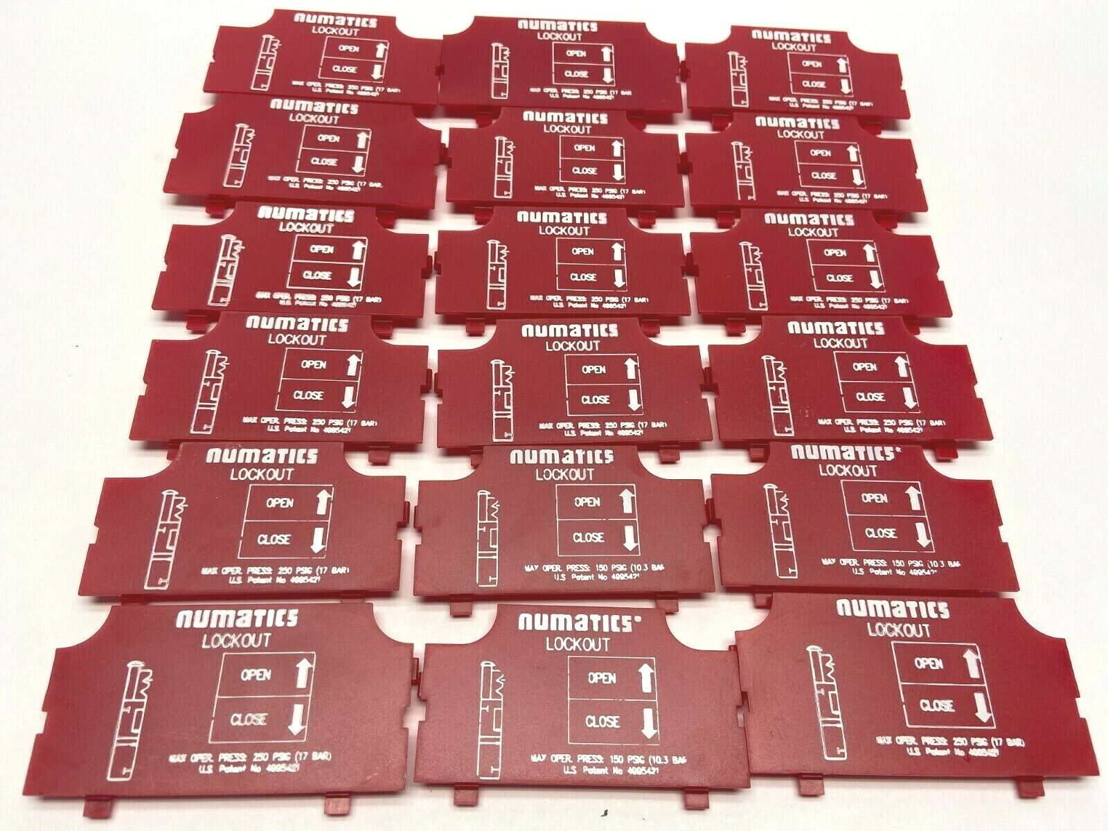 N/A | Numatics Red Lockout Pneumatic Valve Cover LOT OF 18 - Used - Maverick Industrial Sales