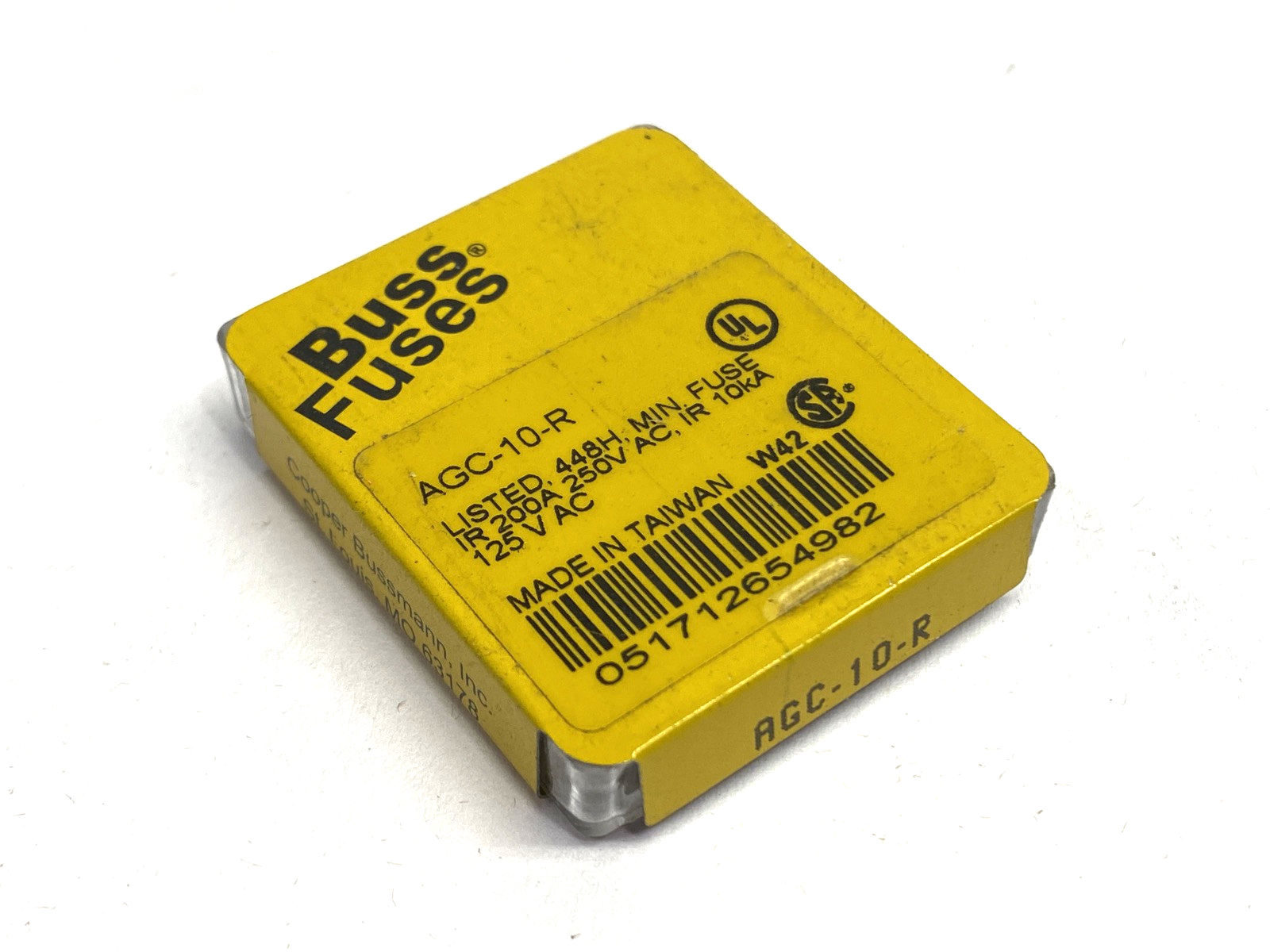 AGC-10-R | Cooper Bussmann Miniature Fuse 10A 250VAC PACKAGE OF 5 - New - Maverick Industrial Sales