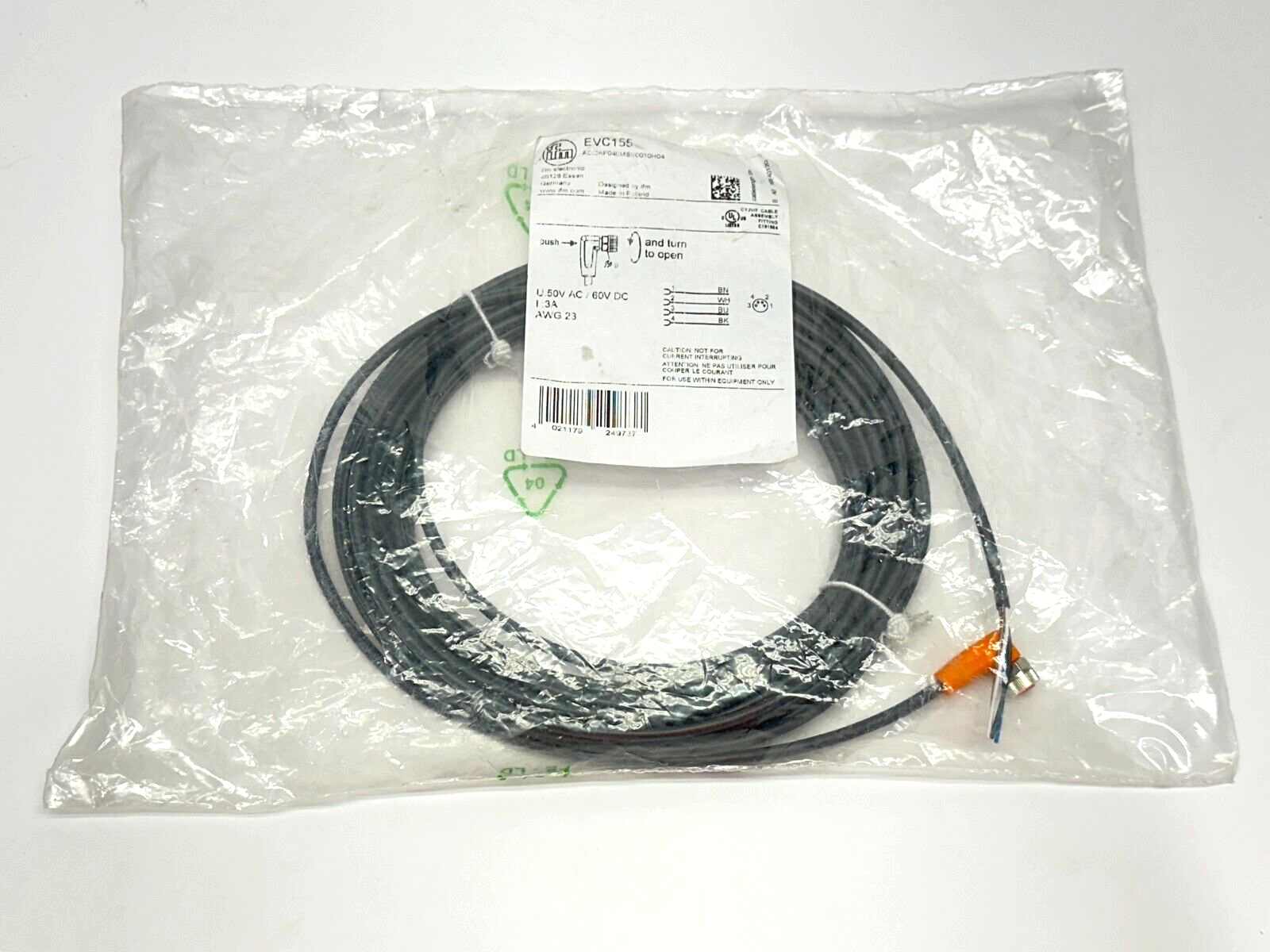 ifm EVC155 Connection Cable Female M8 10m ADOAF040MSS0010H04 - New - Maverick Industrial Sales