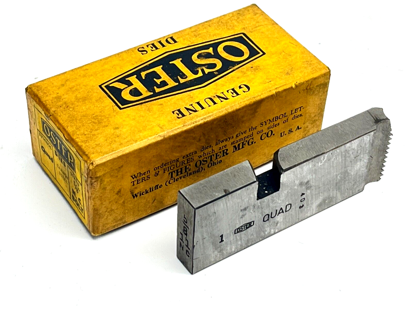 Oster Symbol Quad Carbon Steel 5/8" 11 N.C Bolt Die - New – Open box - Maverick Industrial Sales