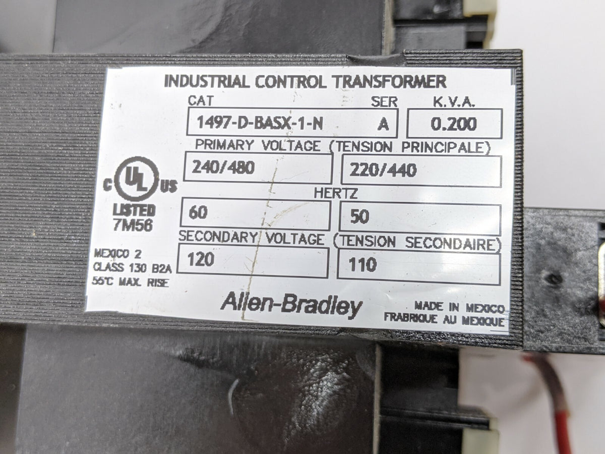 1497-D-BASX-1-N | Allen Bradley Transformer Control Circuit 200VA 240x480 120VAC - Used - Maverick Industrial Sales