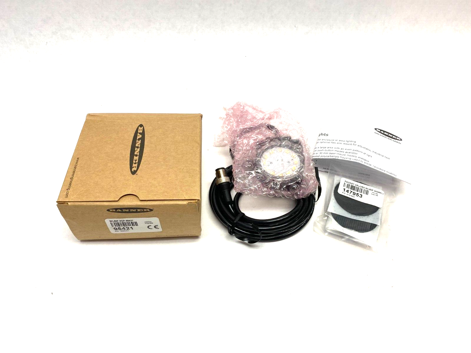 Banner WL50F-2QP-95421 Flat Mount Work Light 50mm IP67 IP69K M12 Conn. 95421 - New – Open box - Maverick Industrial Sales