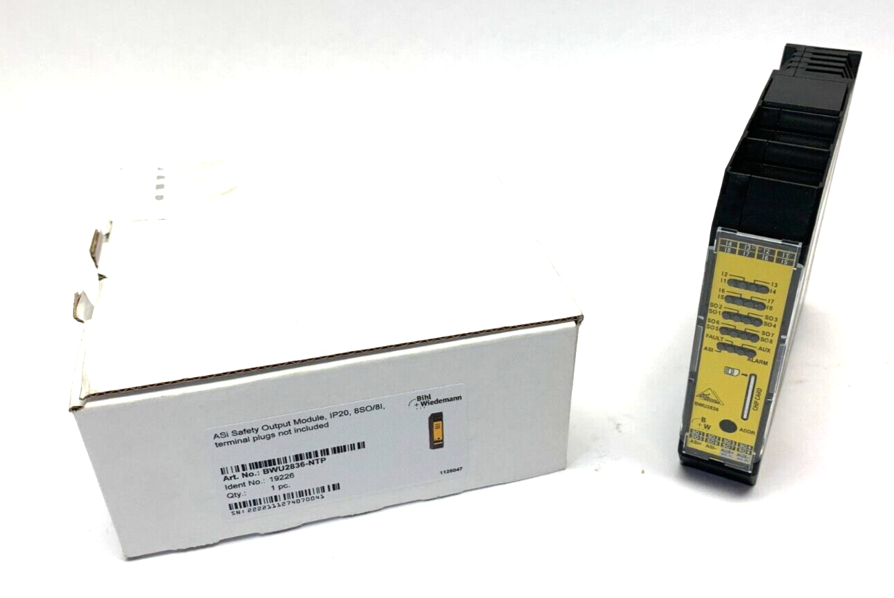 Bihl+Wiedemann BWU2836-NTP ASi Safety Output Module IP20 8SO/8I 19226 - Maverick Industrial Sales