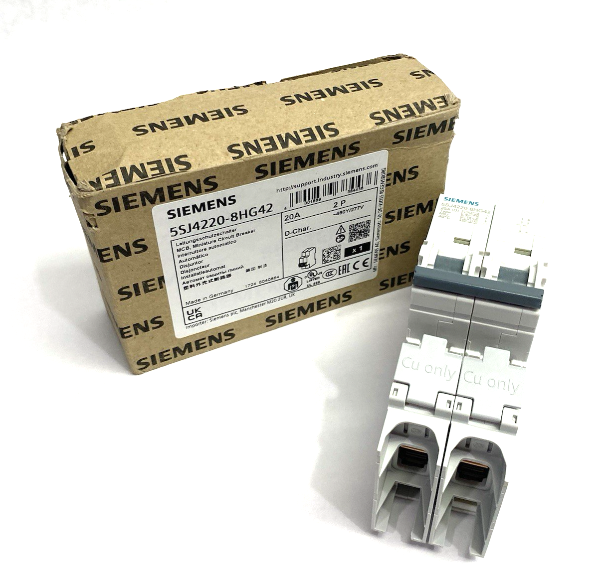 5SJ4220-8HG42 | Siemens SENTRON Miniature Circuit Breaker 10kA, 2-pole, D, 20A - New Other - Maverick Industrial Sales