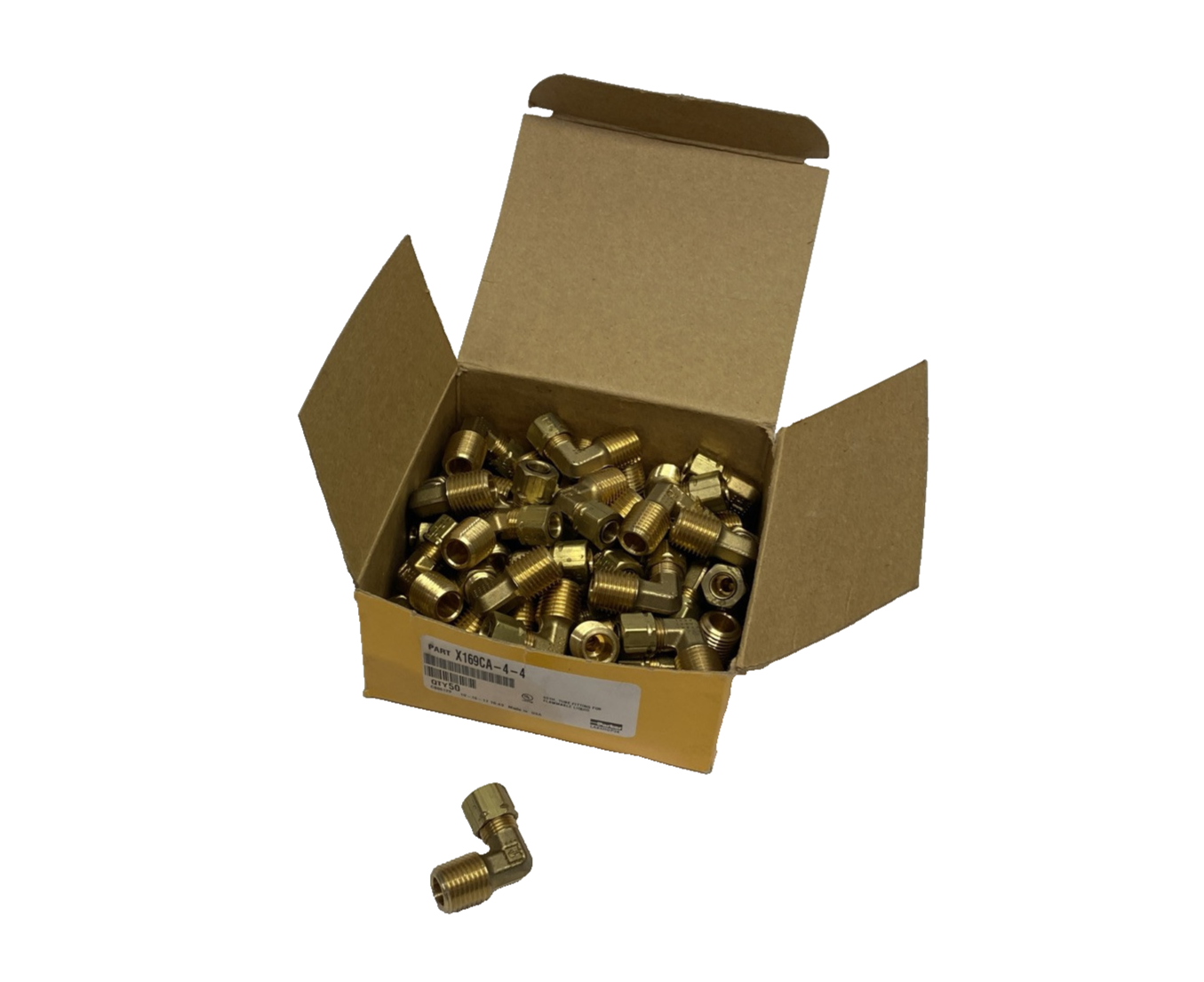 Parker 169CA-4-4 Brass Compression Elbow Fitting 1/4" Tube OD 1/4" NPT 47-PACK - Maverick Industrial Sales